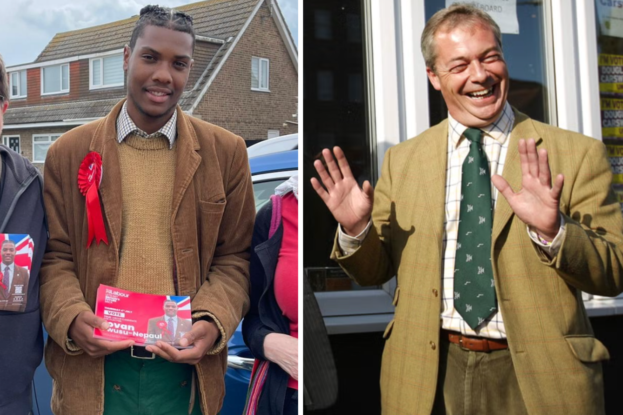 Owusu-Nepaul in Clacton 2024/Farage in Clacton in 2014