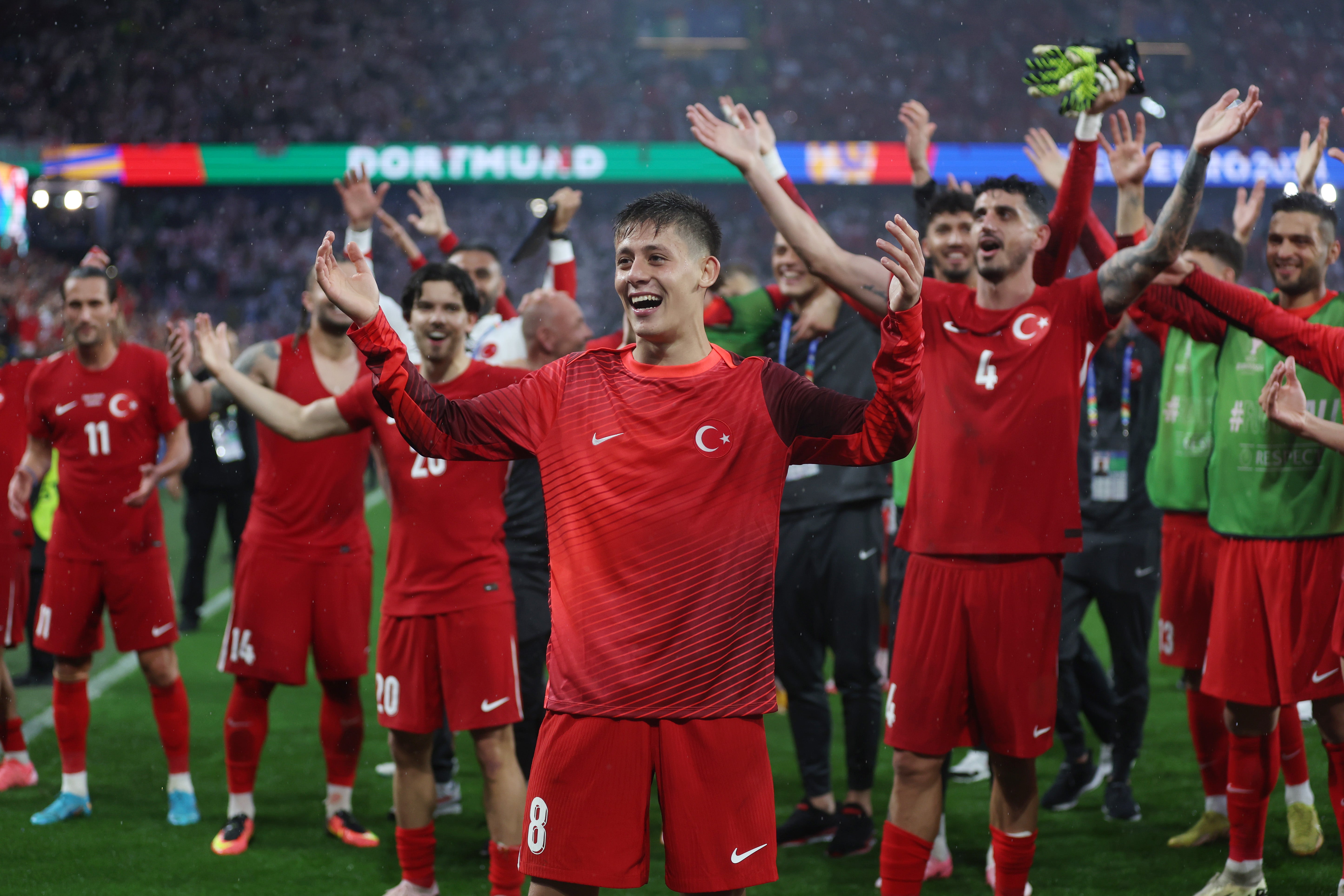 Arda Guler soaks in the applause after scoring a stunning goal in Turkey’s win