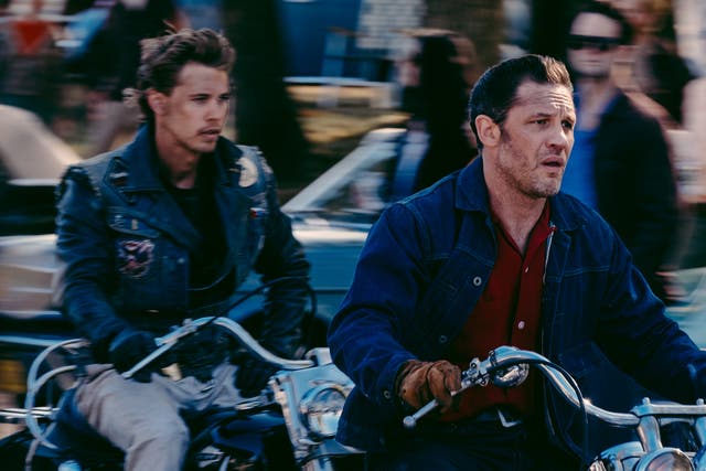 <p>Vroom vroom: Austin Butler and Tom Hardy in ‘The Bikeriders’</p>