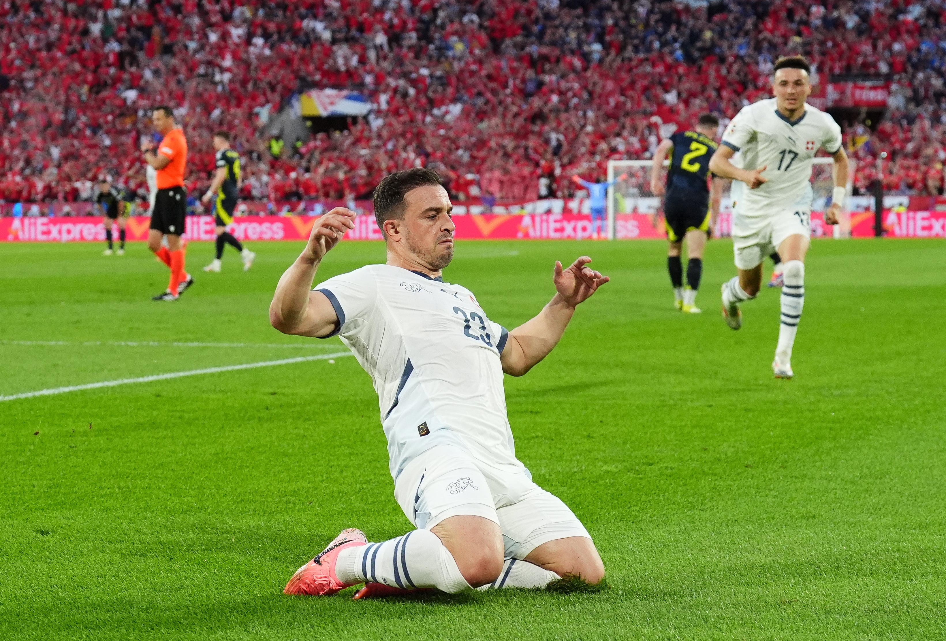 Shaqiri celebrates after pulling Switzerland level