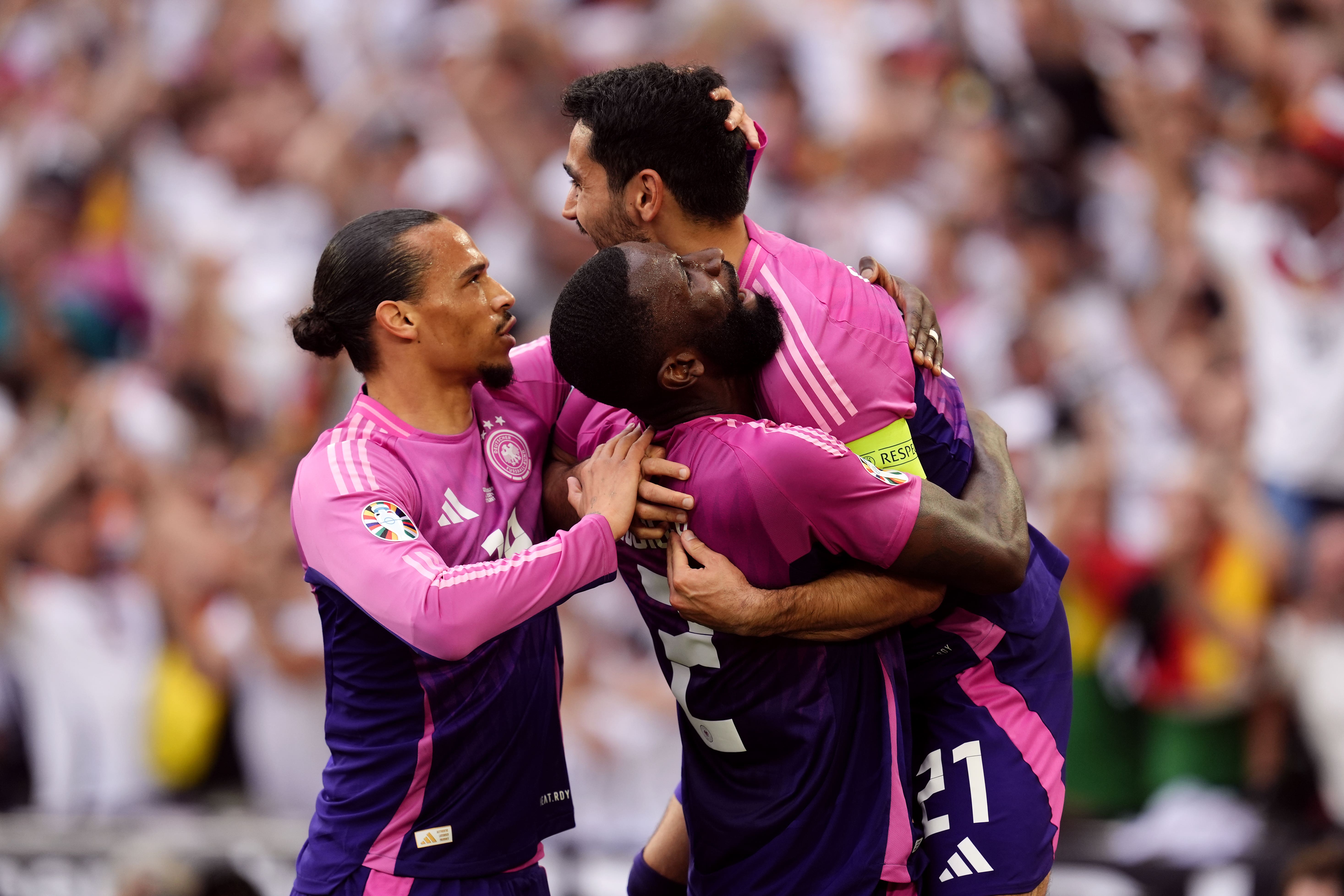 Ilkay Gundogan celebrates scoring Germany’s second goal in a 2-0 Group A victory over Hungary (Nick Potts/PA)