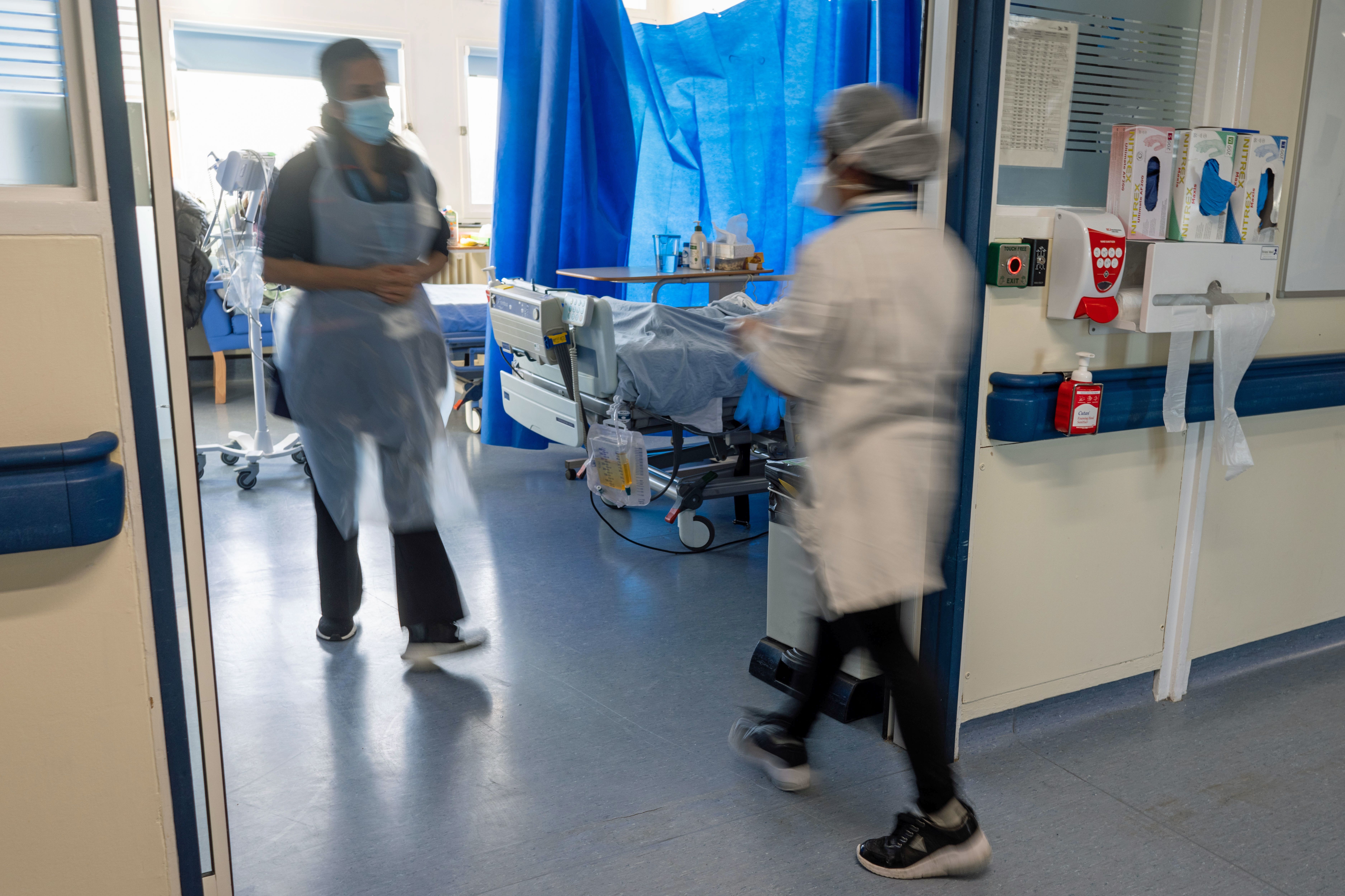 Staff on an NHS ward in London