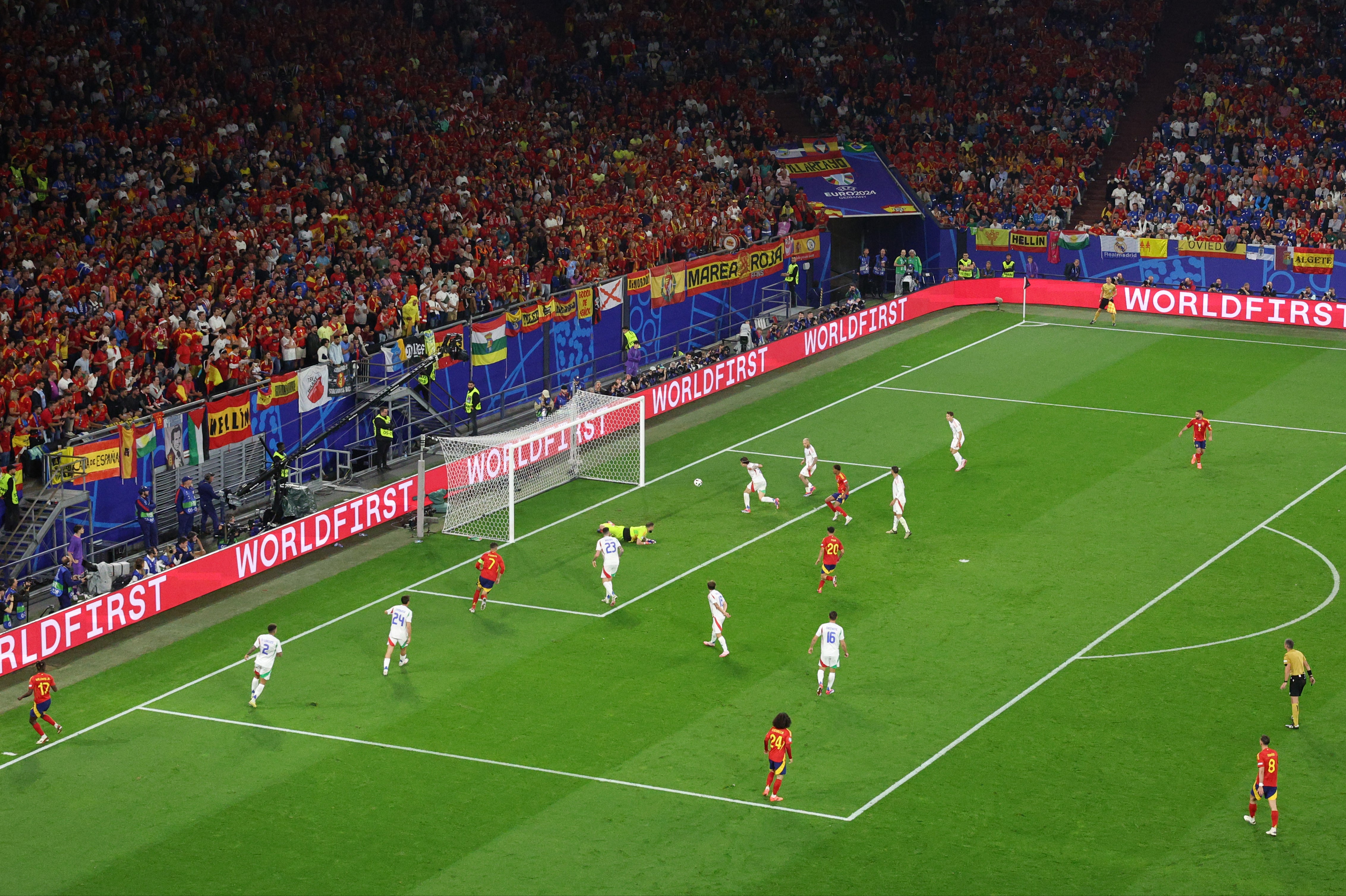 Riccardo Calafiori scores the own goal that settles Italy’s loss to Spain