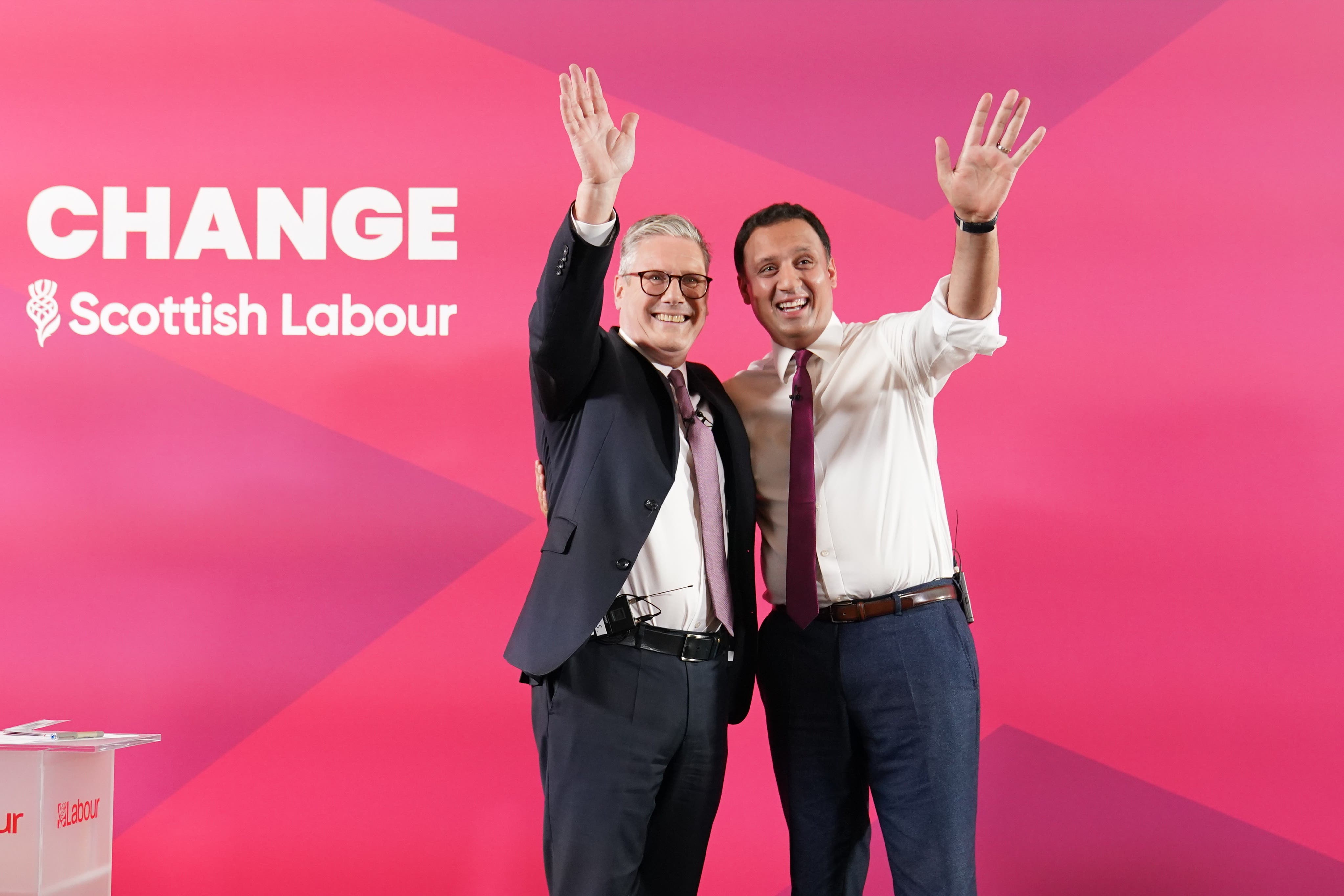 Labour Party leader Sir Keir Starmer and Scottish Labour leader Anas Sarwar (Stefan Rousseau/PA)