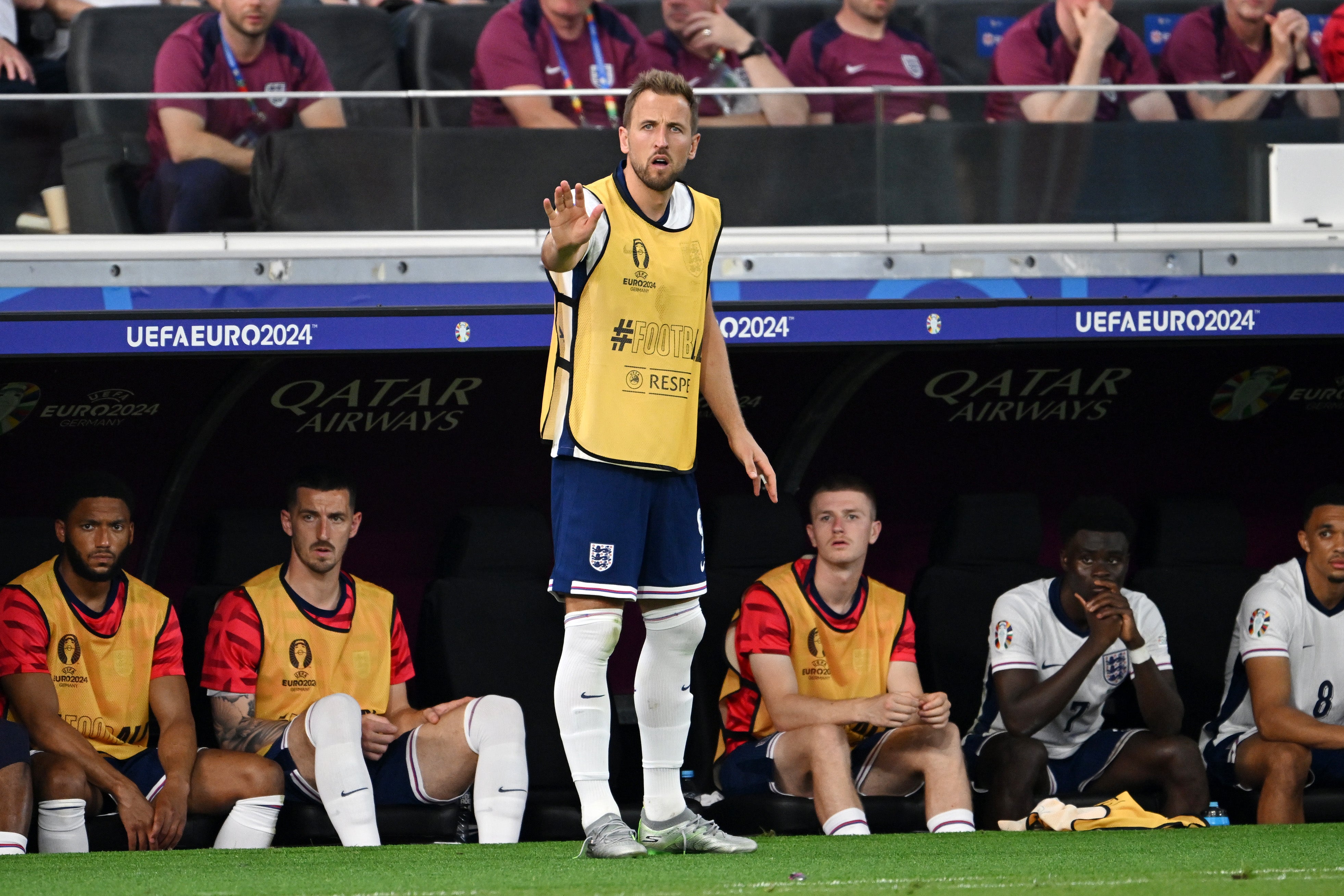 Kane tries to influence England from the bench after being subbed off