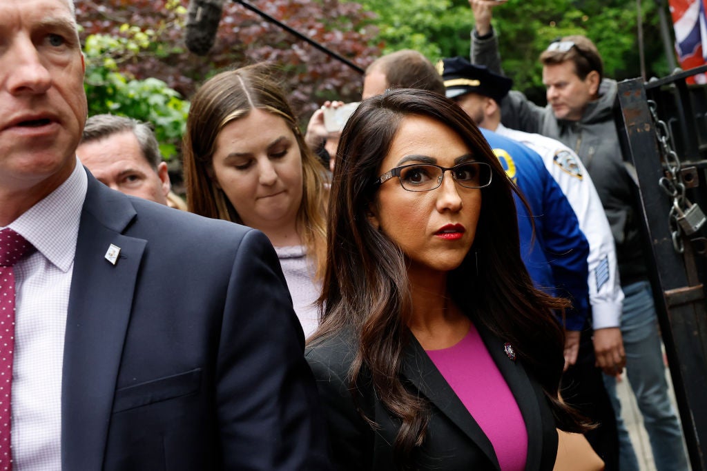 Lauren Boebert appears outside of a Manhattan criminal courthouse in May where she and other Republicans attended the felony hush money trial of Donald Trump