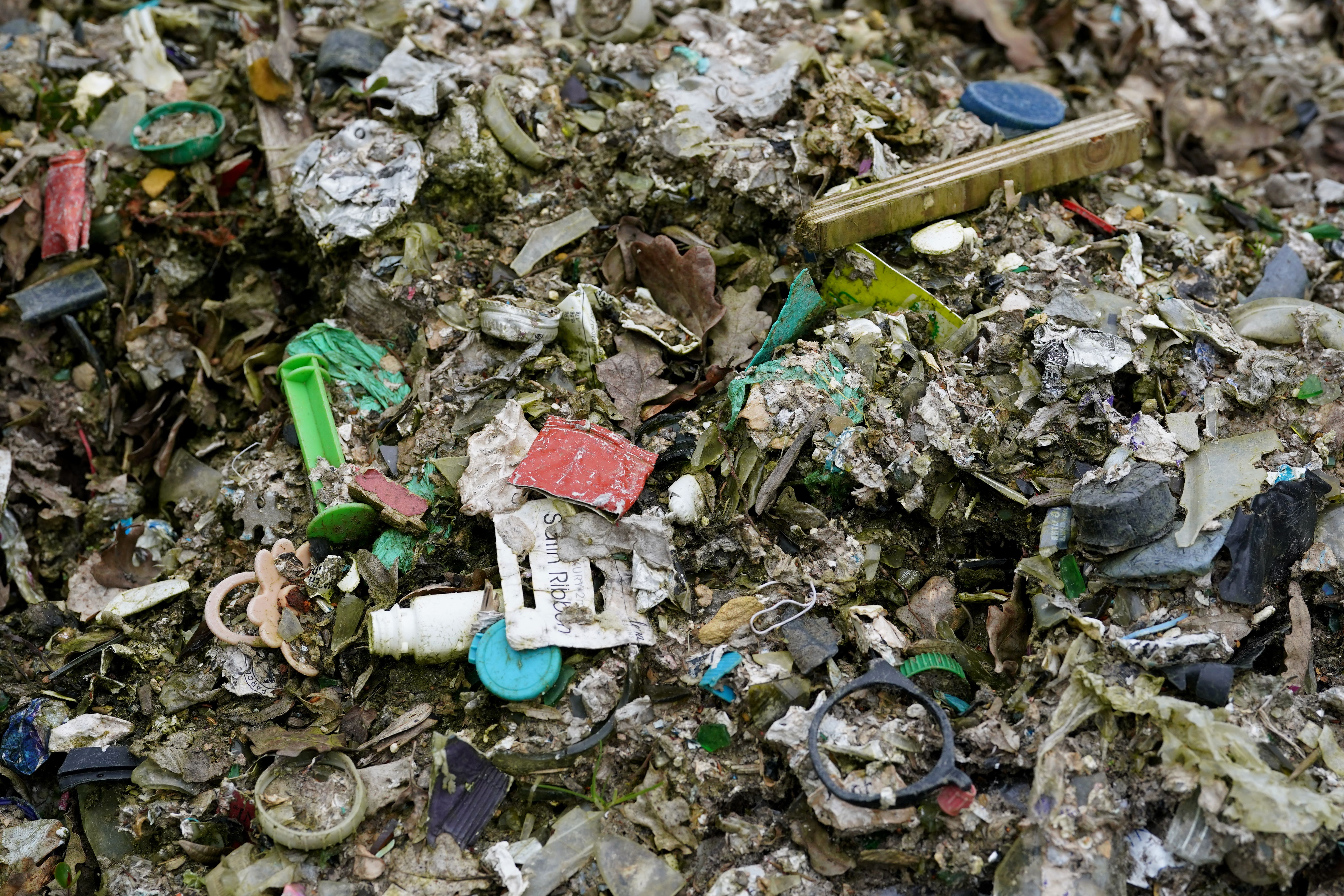 A view of thousands of tonnes of illegal waste dumped within Hoad’s Wood in Ashford (Gareth Fuller/PA)