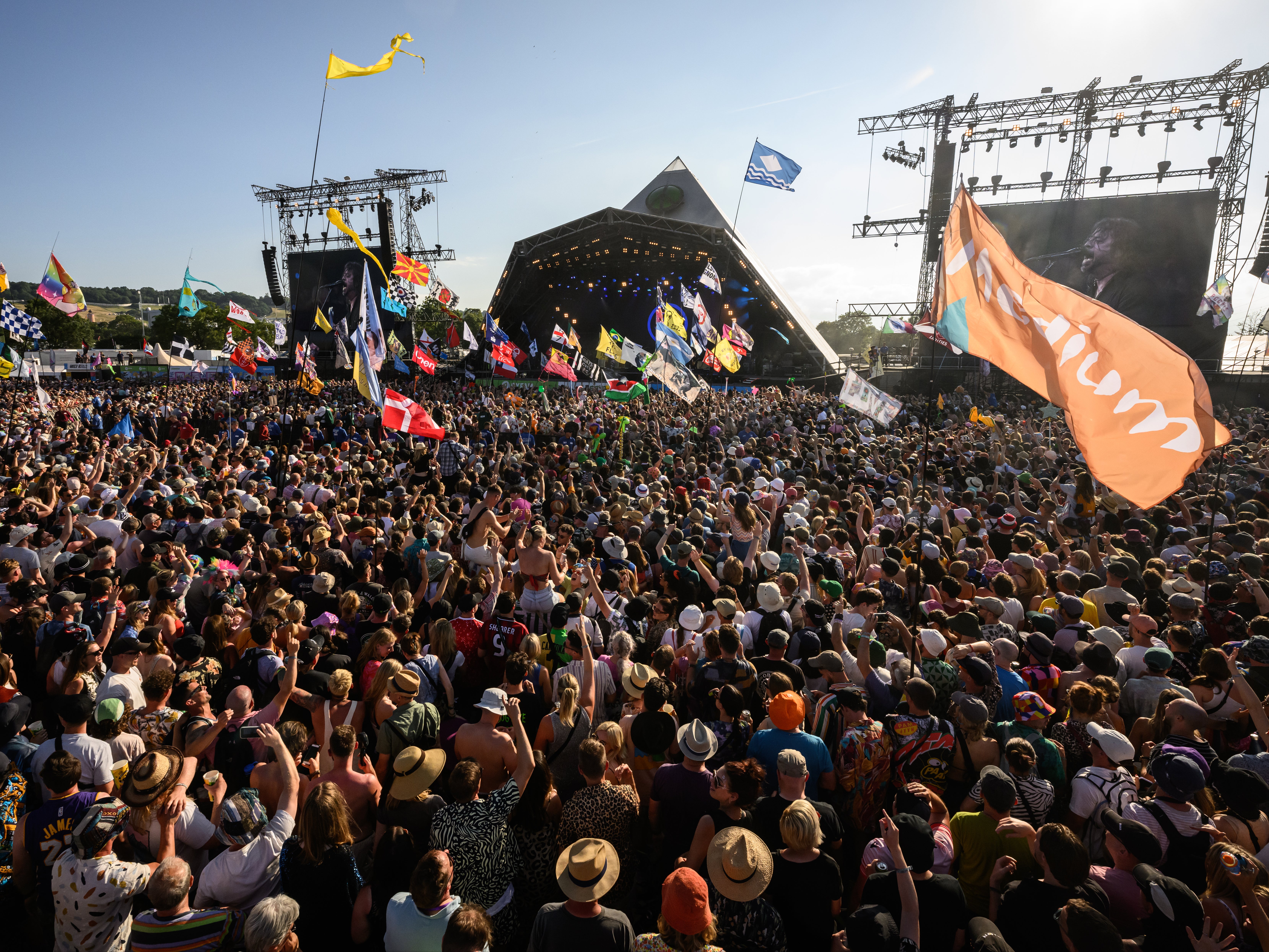 The crowds at the Pyramid Stage at Glastonbury in 2023