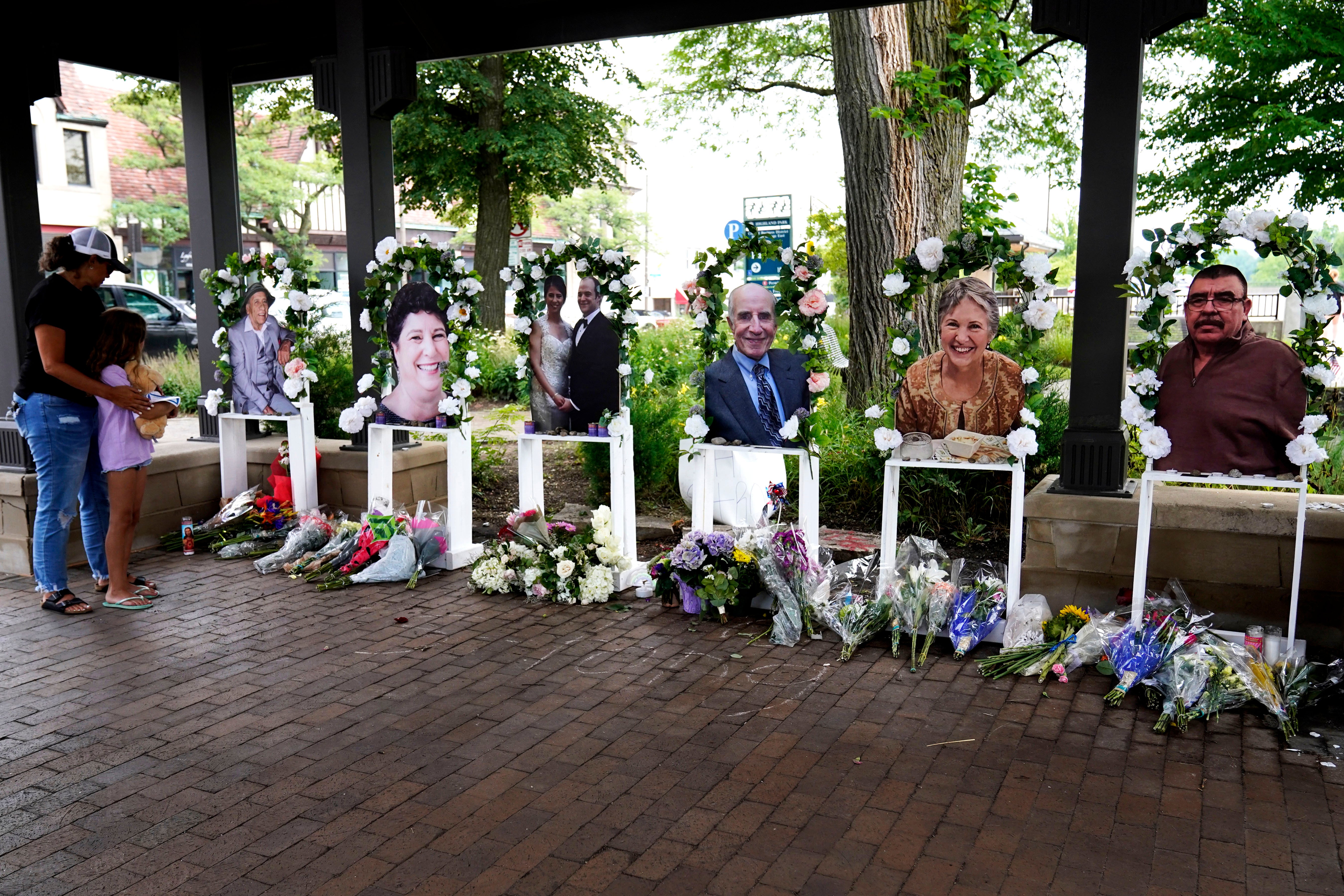 Altars for the seven people killed in the Fourth of July mass shooting in Highland Park