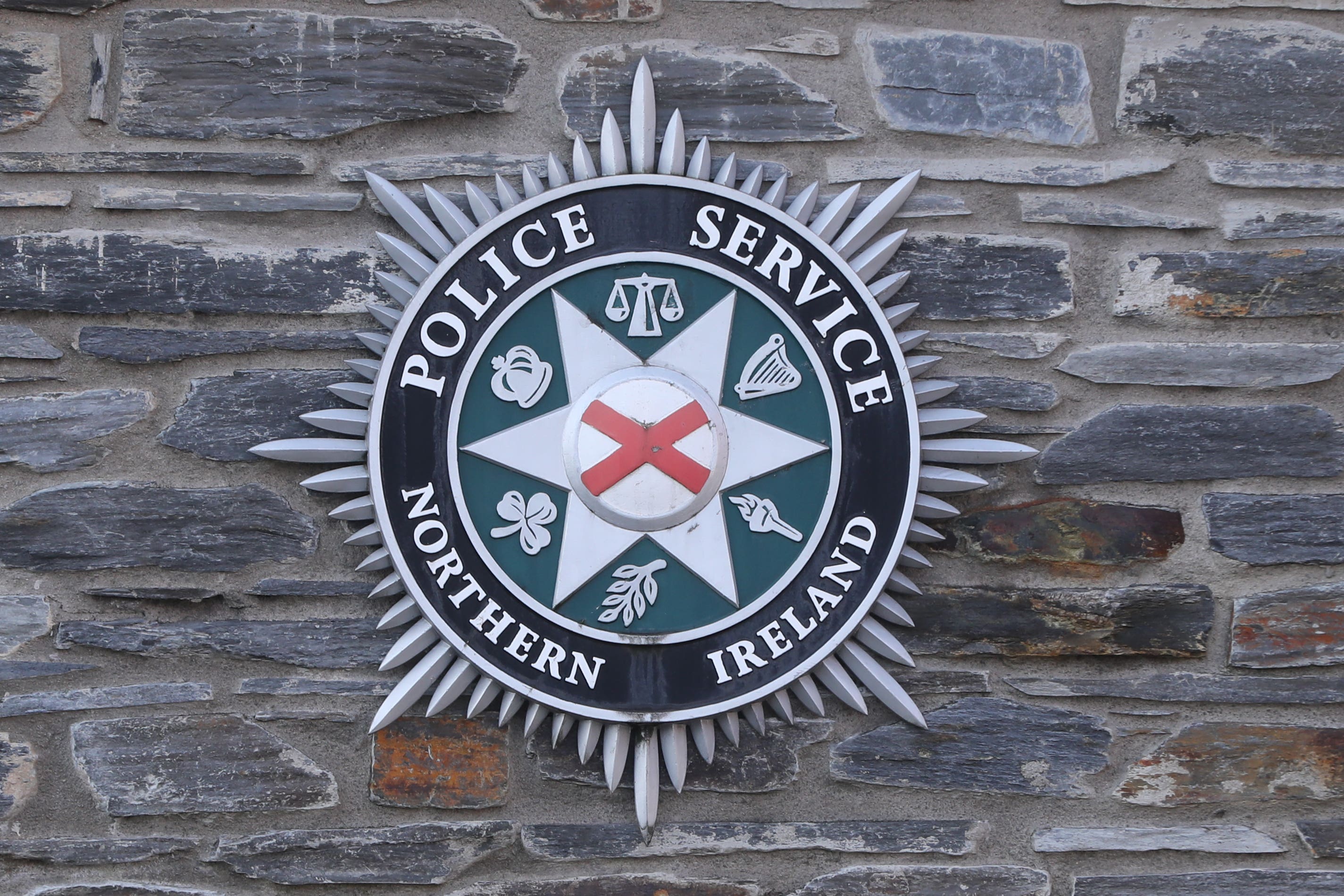 A stock picture of a Police Service of Northern Ireland (PSNI) logo badge in Derry City in Northern Ireland.