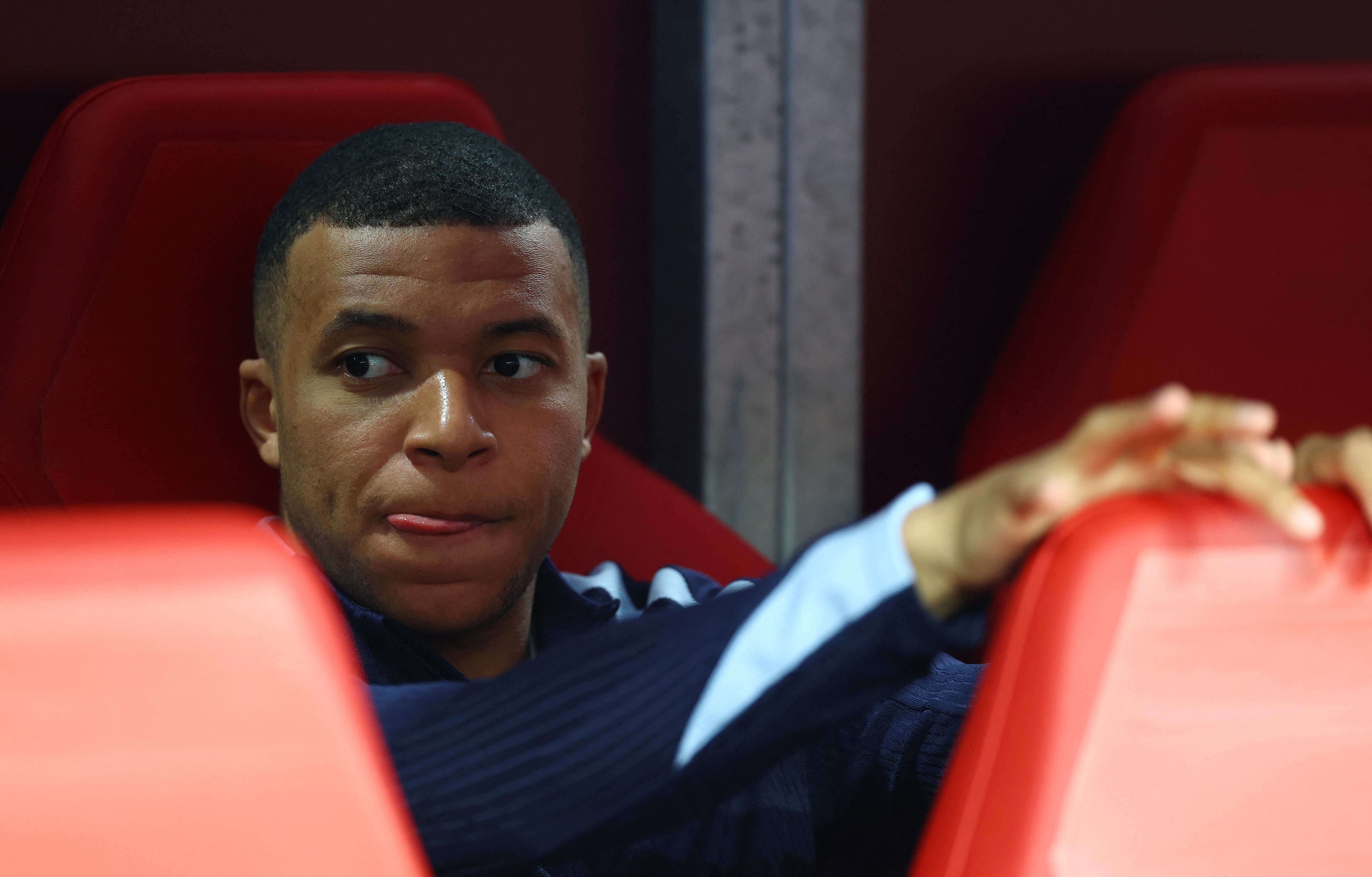 Why is Kylian Mbappe on the bench for France against the Netherlands?