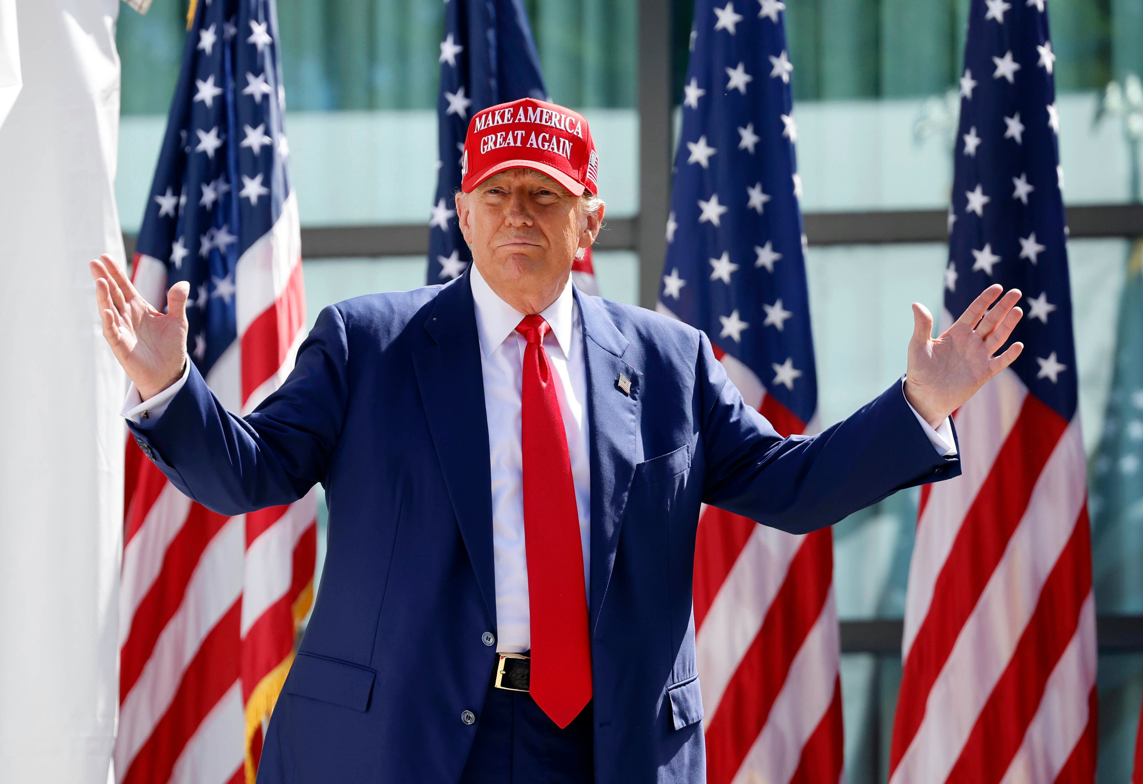 Donald Trump speaks to supporters in Wisconsin on June 18