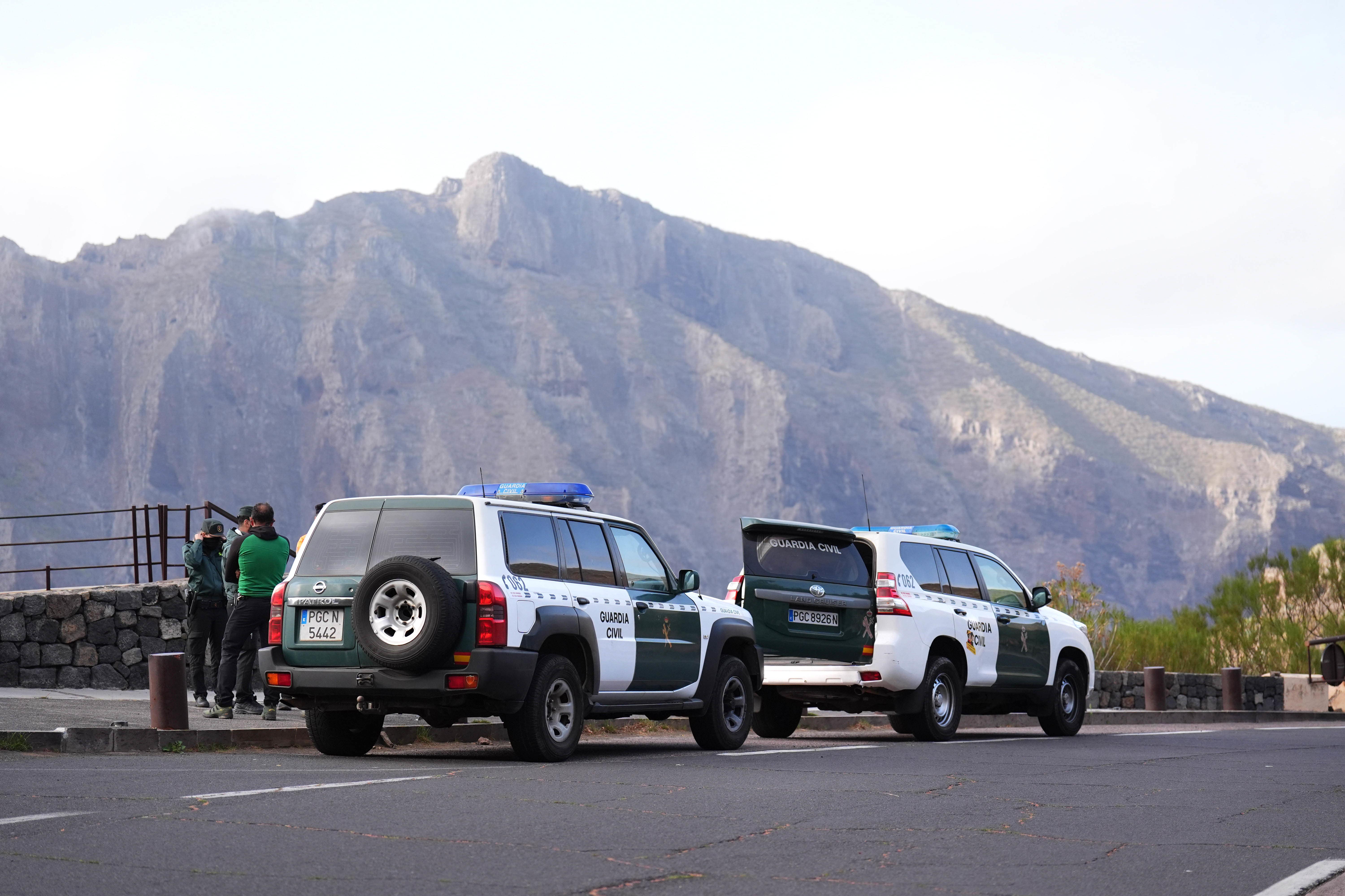 Members of the Guardia Civil near the village of Masca, Tenerife, on Saturday (James Manning/PA)