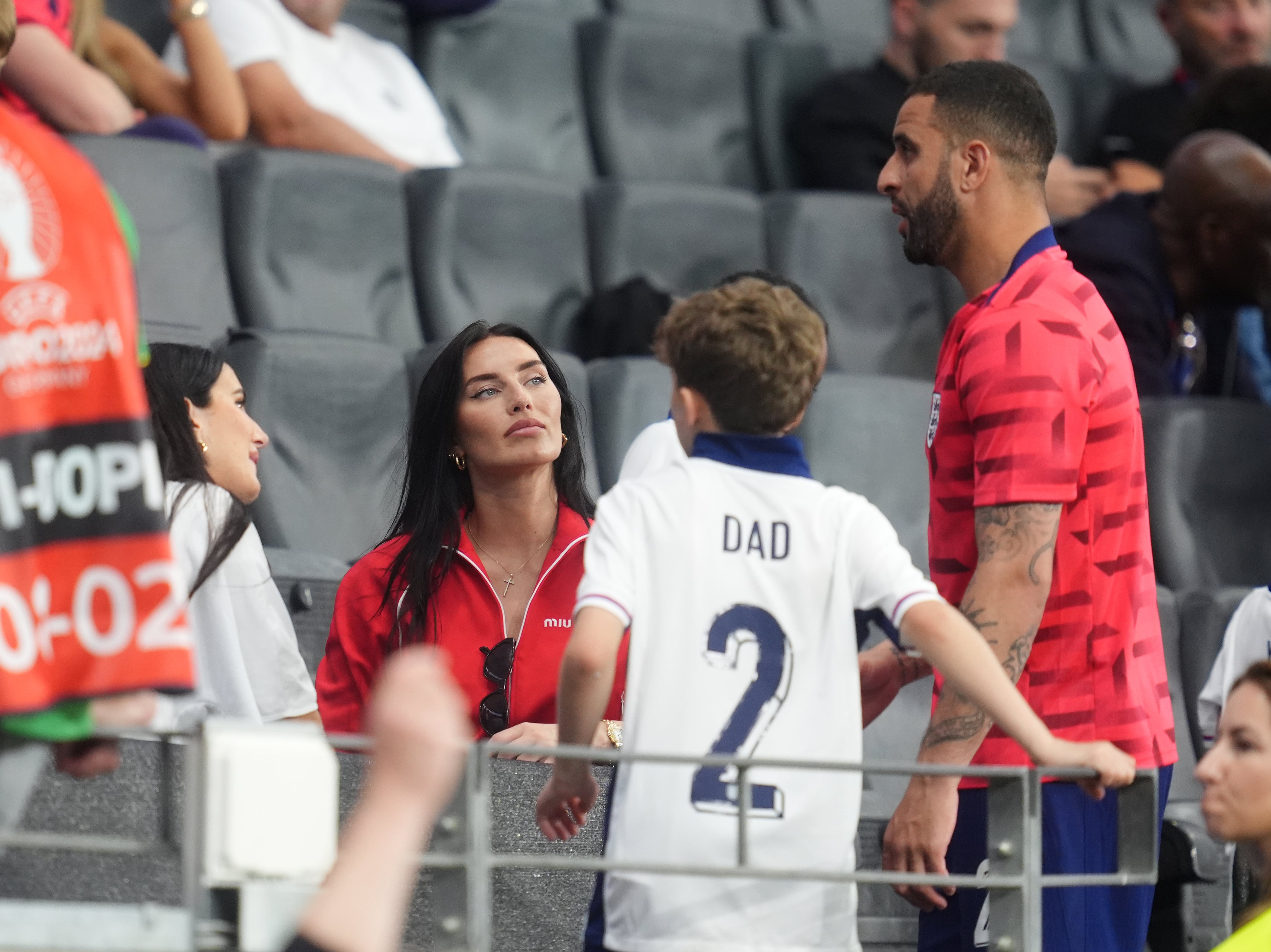 Kyle Walker with wife Annie Kilner and family at the Euros