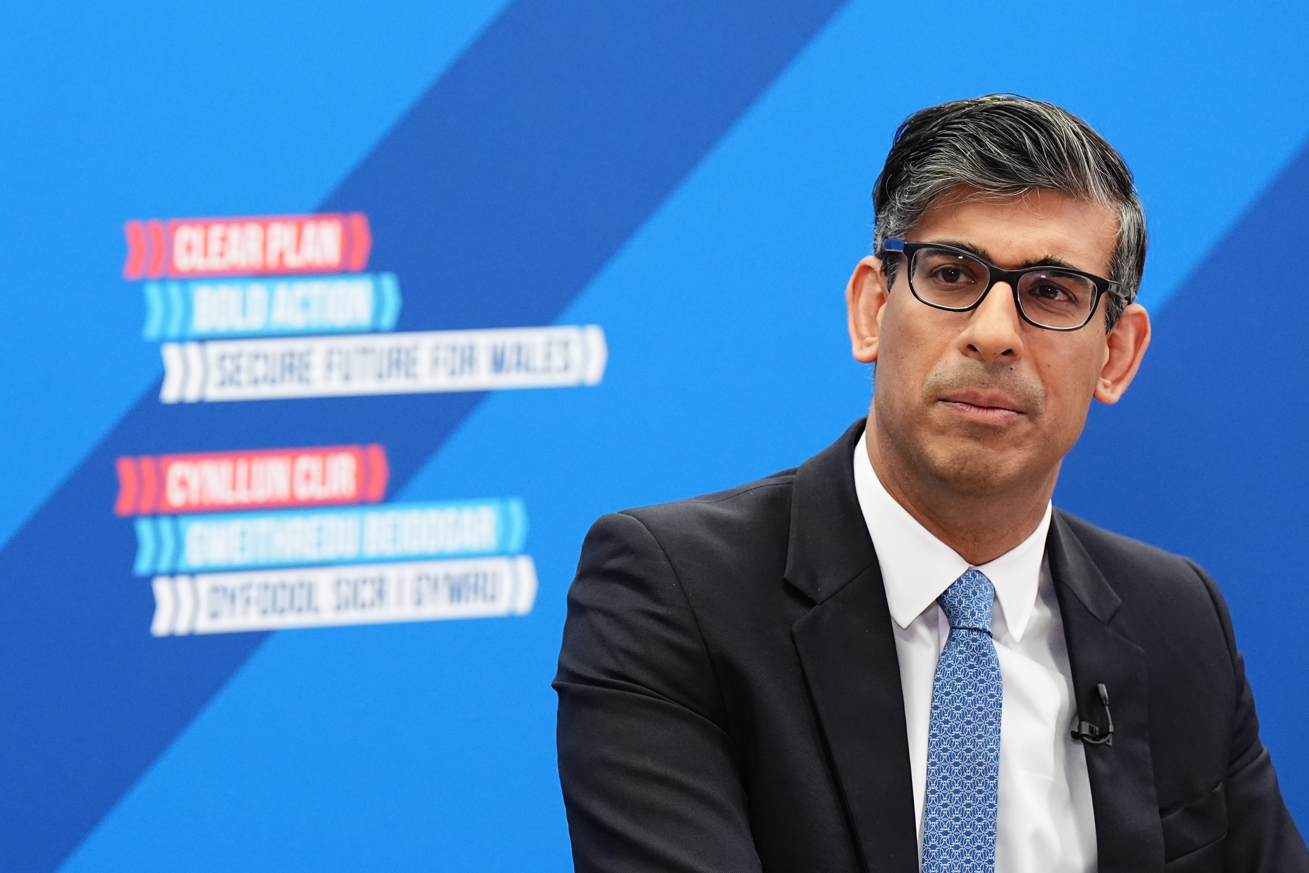 Prime Minister Rishi Sunak speaking on the campaign trail (Aaron Chown/PA)