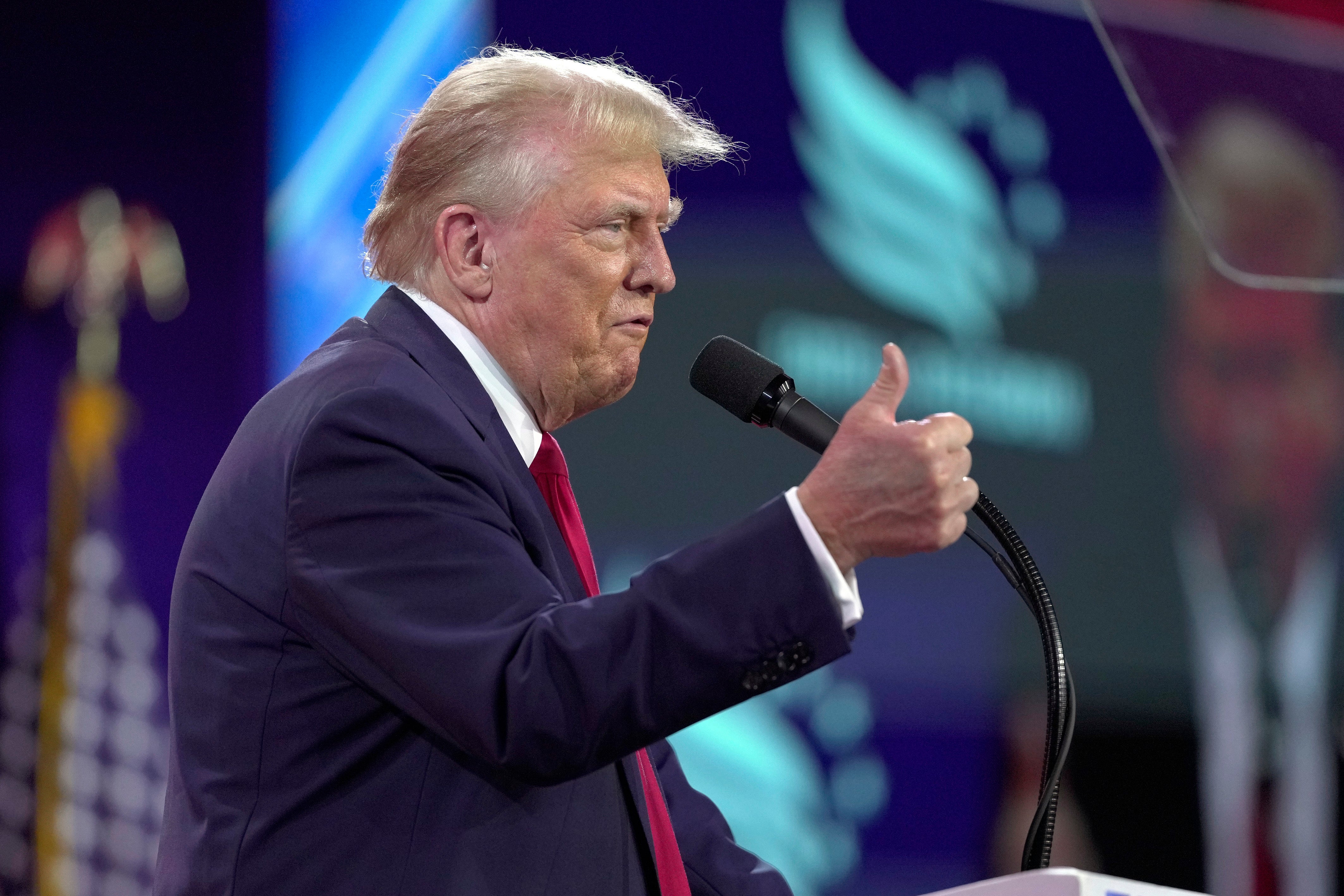 Donald Trump speaks to supporters at a right-wing Christian conference in Washington DC on June 22