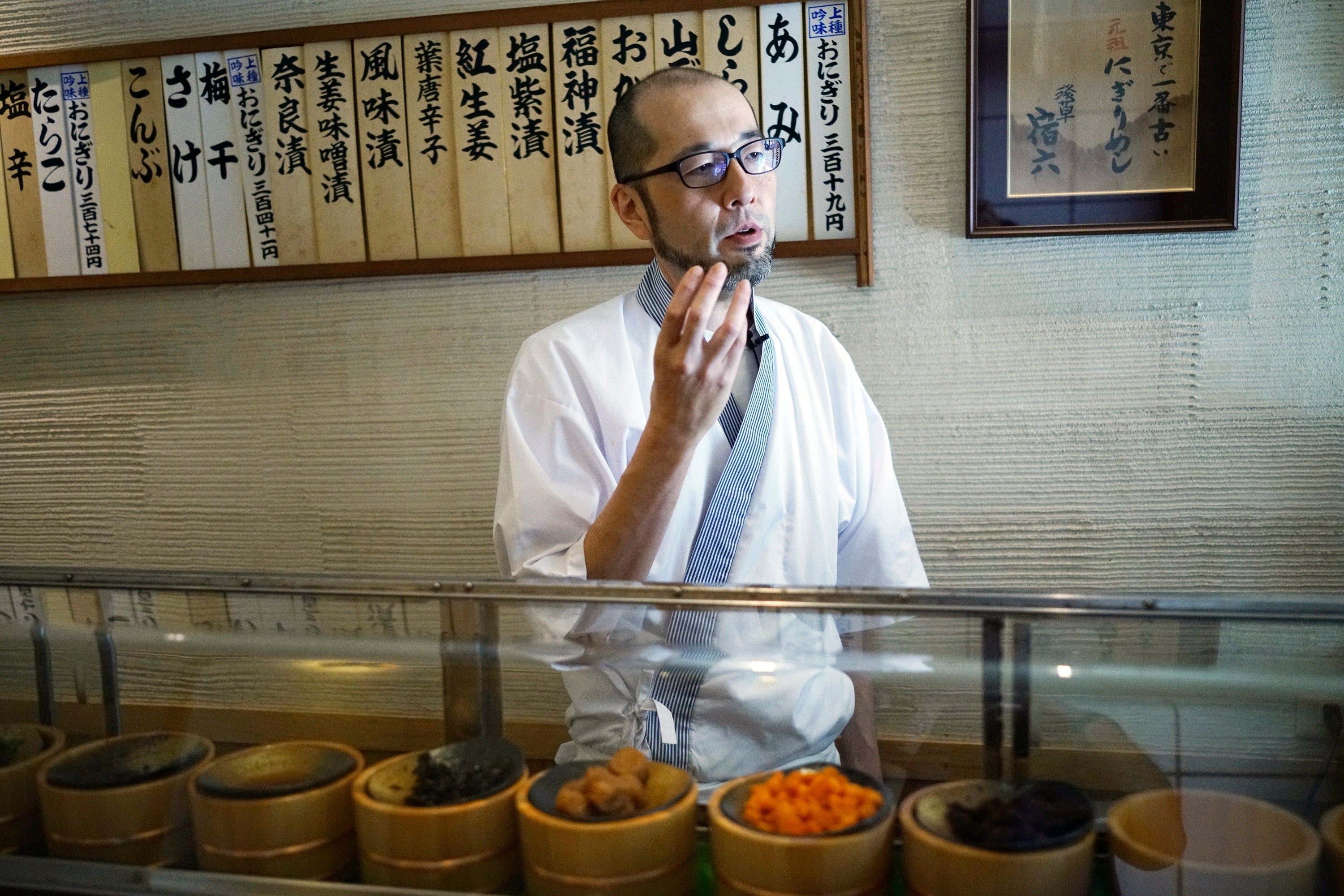 Yosuke Miura speaks at Onigiri Asakusa Yadoroku