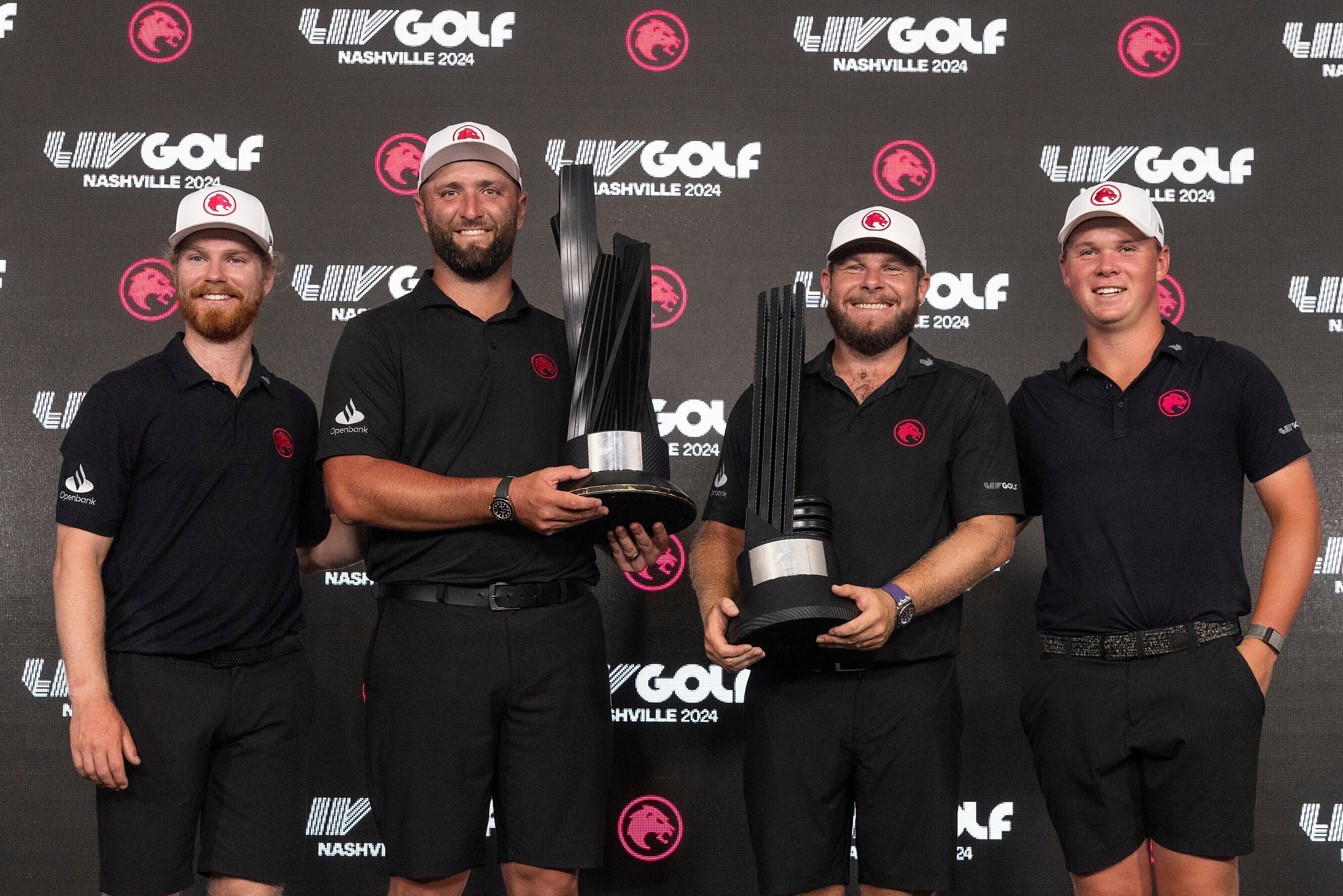 Jon Rahm, centre left, and Tyrrell Hatton, centre right, have been successful on the LIV tour