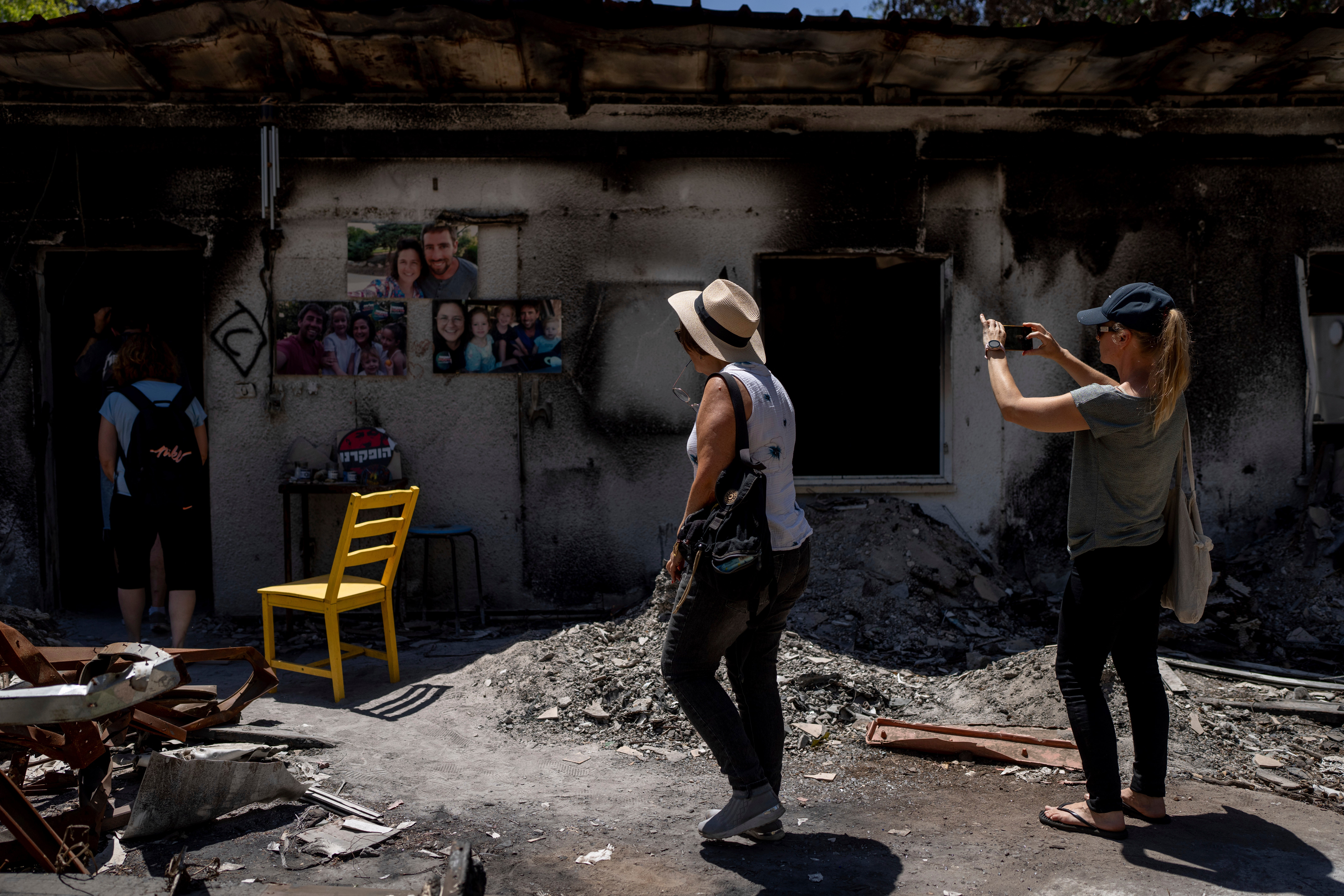 A group of Israelis on an educational tour visit the home of the Siman Tov family on Friday, June 21, 2024