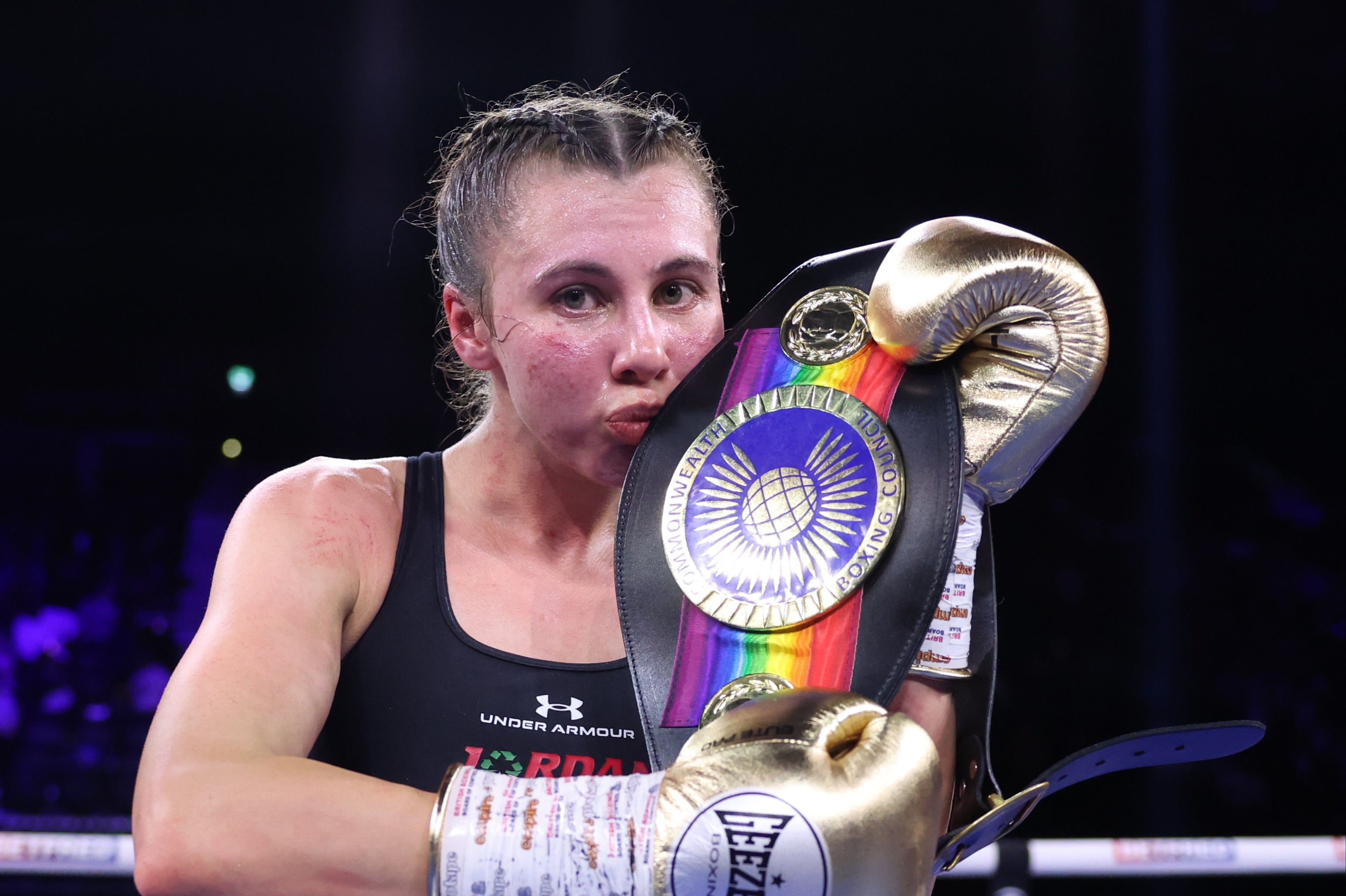 Emma Dolan celebrates her decision victory over Shannon Ryan