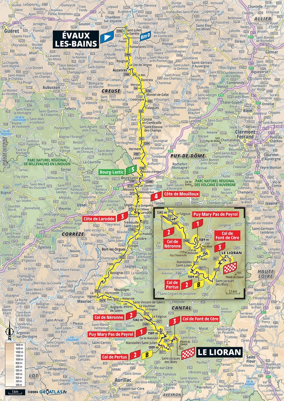 Stage 11 is from Evaux-les-Bains to Le Lioran