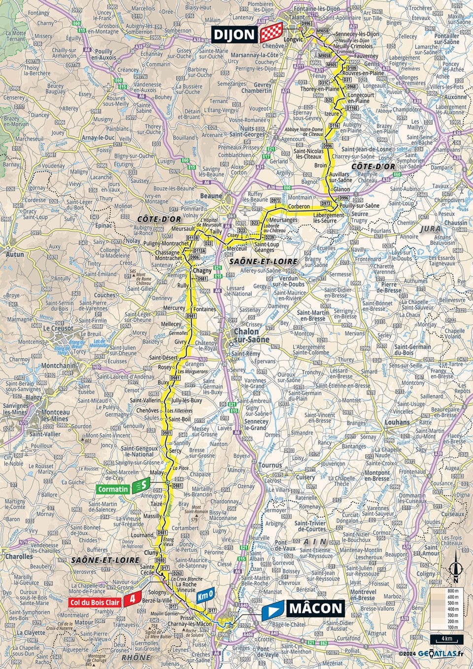 Stage 6 of the Tour de France will be held between Macon and Dijon