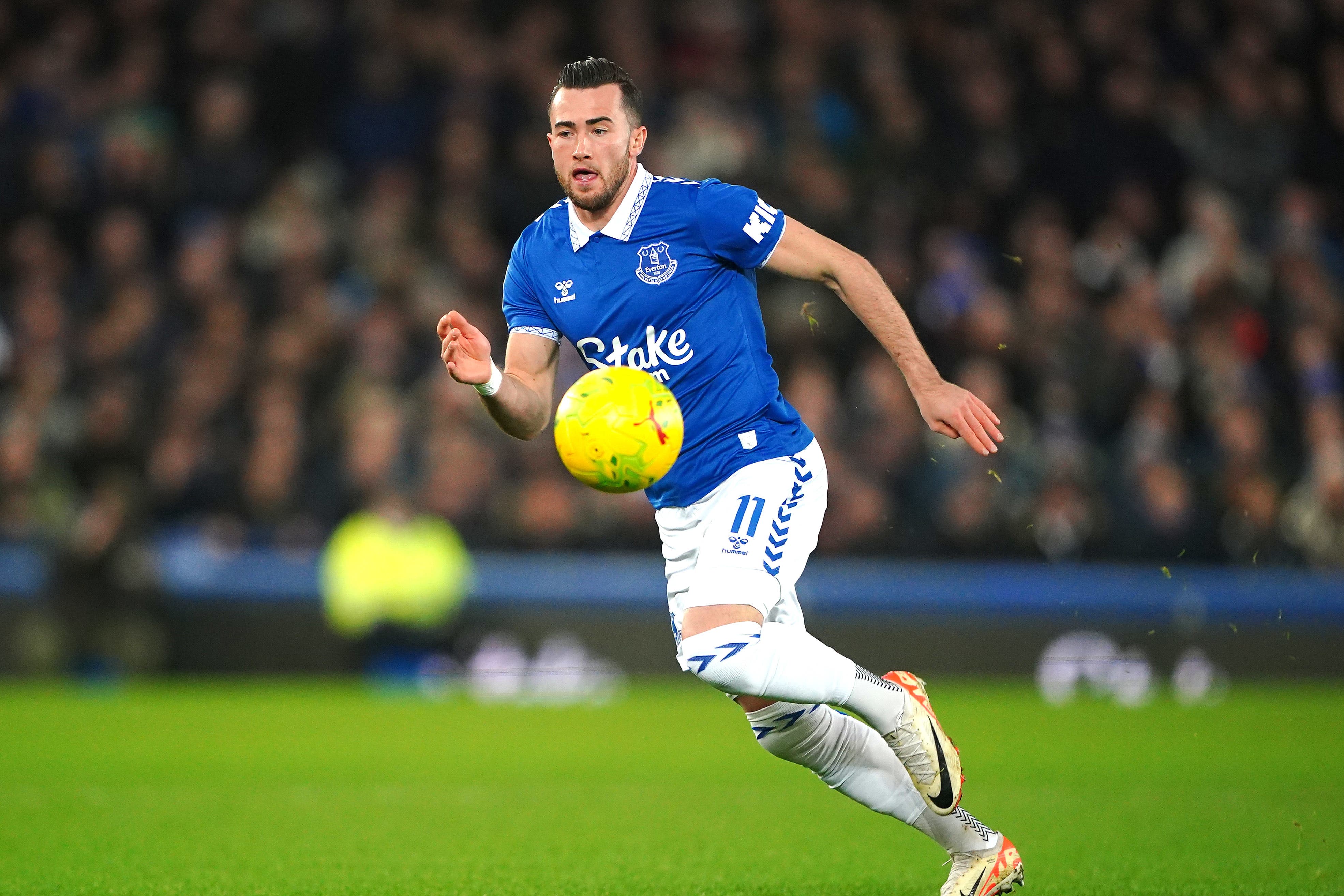 Jack Harrison will spend a further season on loan at Everton from Leeds (Peter Byrne/PA)