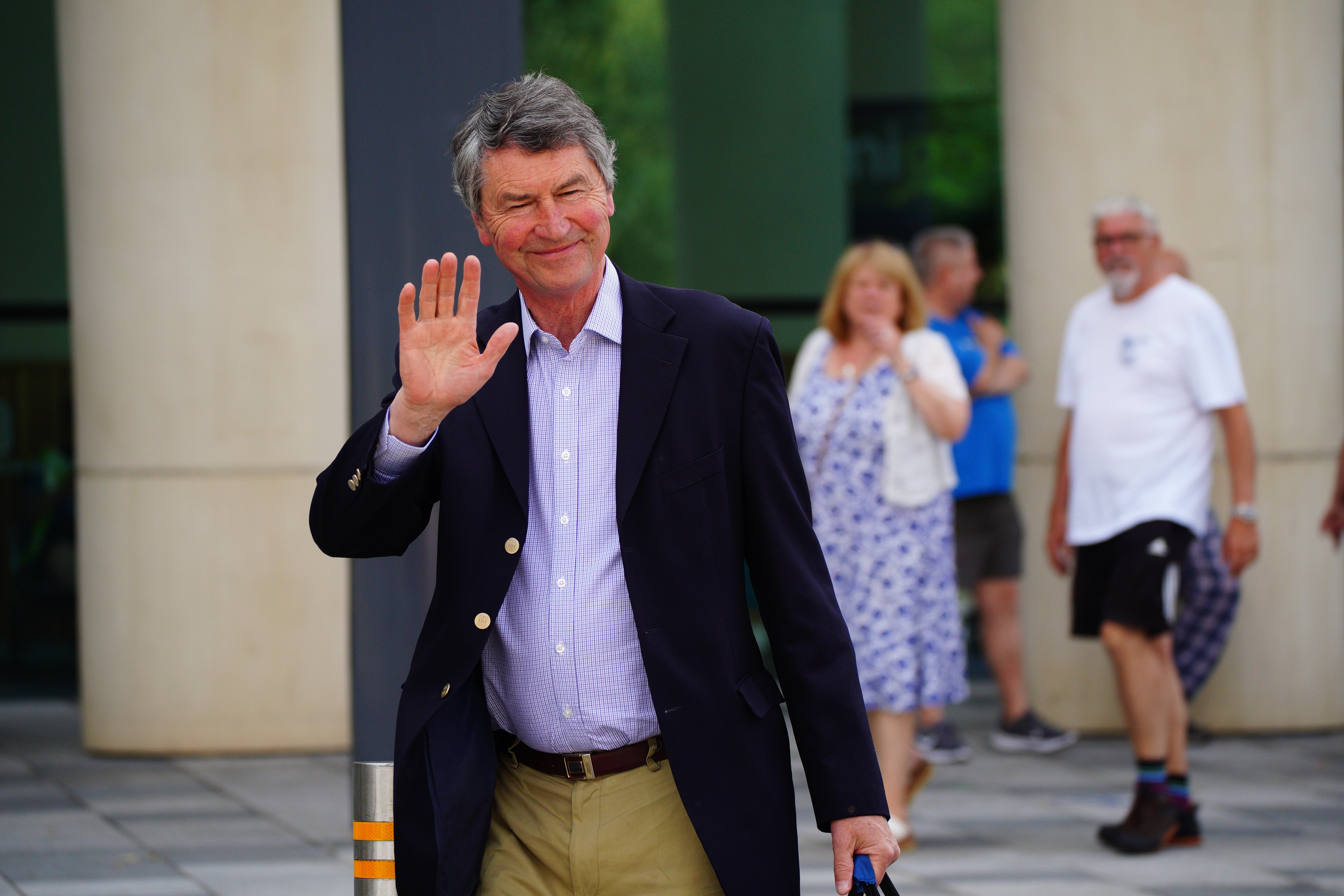 Vice Admiral Sir Tim Laurence leaves Southmead Hospital in Bristol where he was visiting the Princess Royal (Ben Birchall/PA)