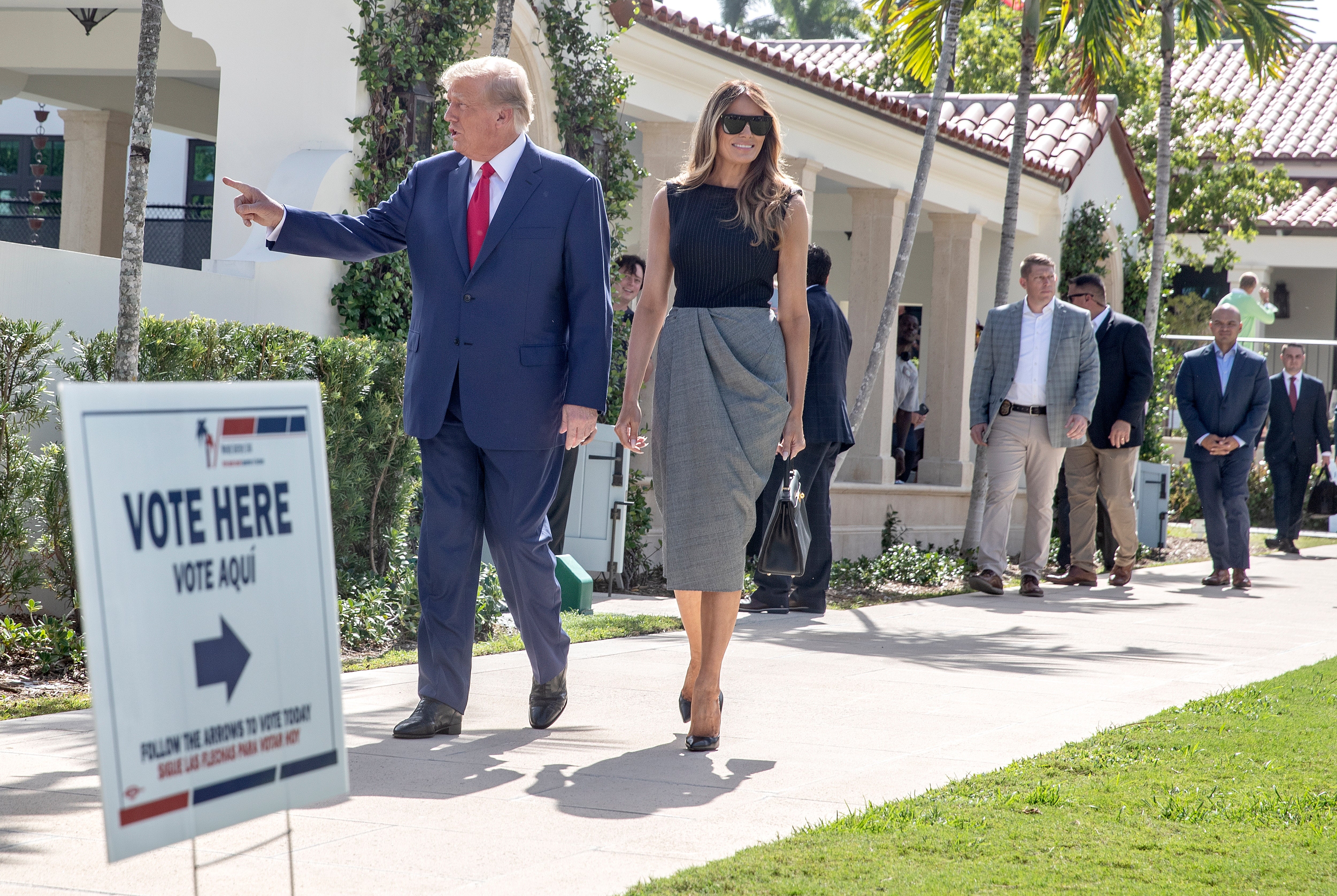 Trump and his wife Melania after voting in the 2022 midterm elections in Florida