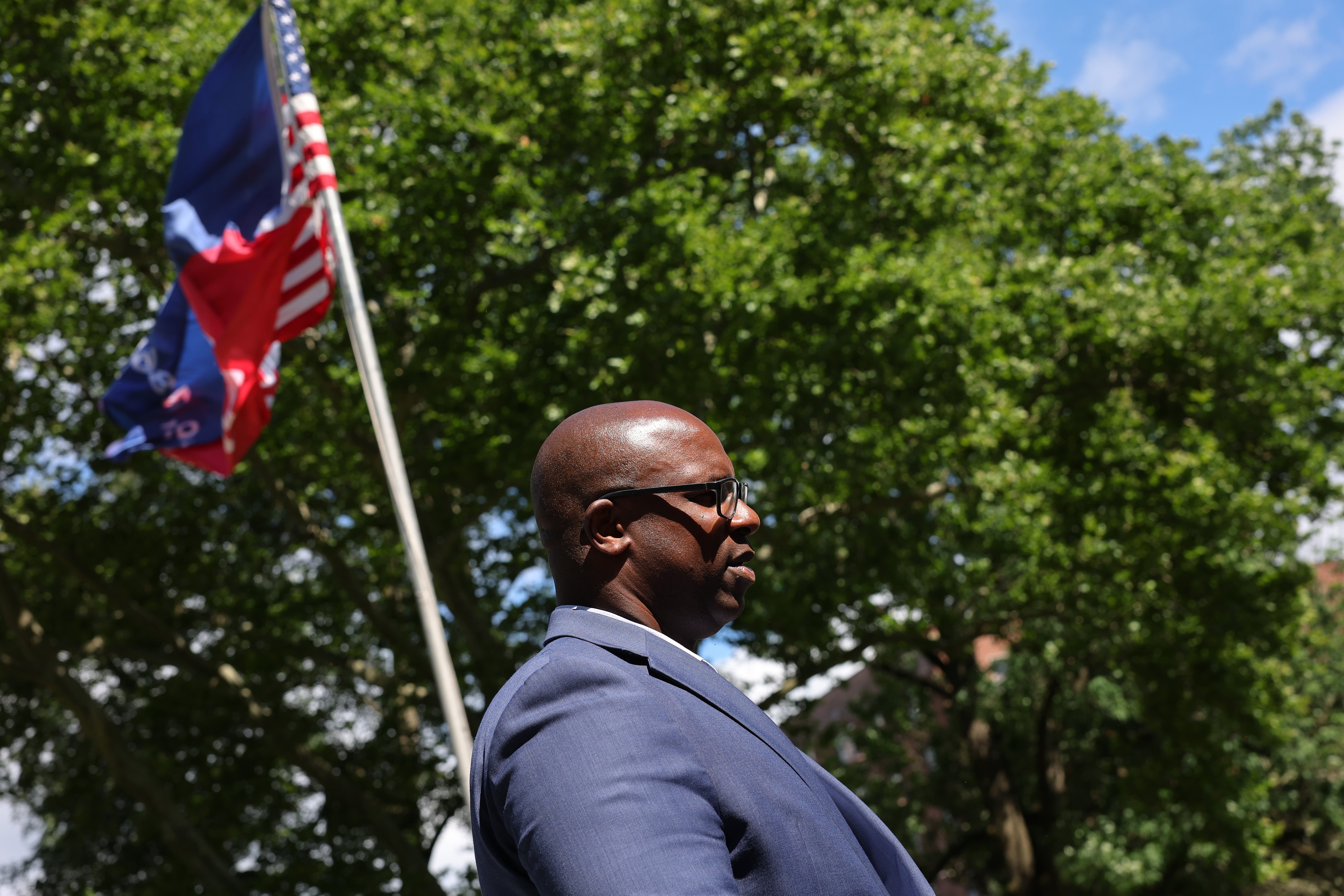 Rep. Jamaal Bowman (D-NY) became the first member of the Squad to lose his primary on Tuesday evening. (Photo by Michael M. Santiago/Getty Images)