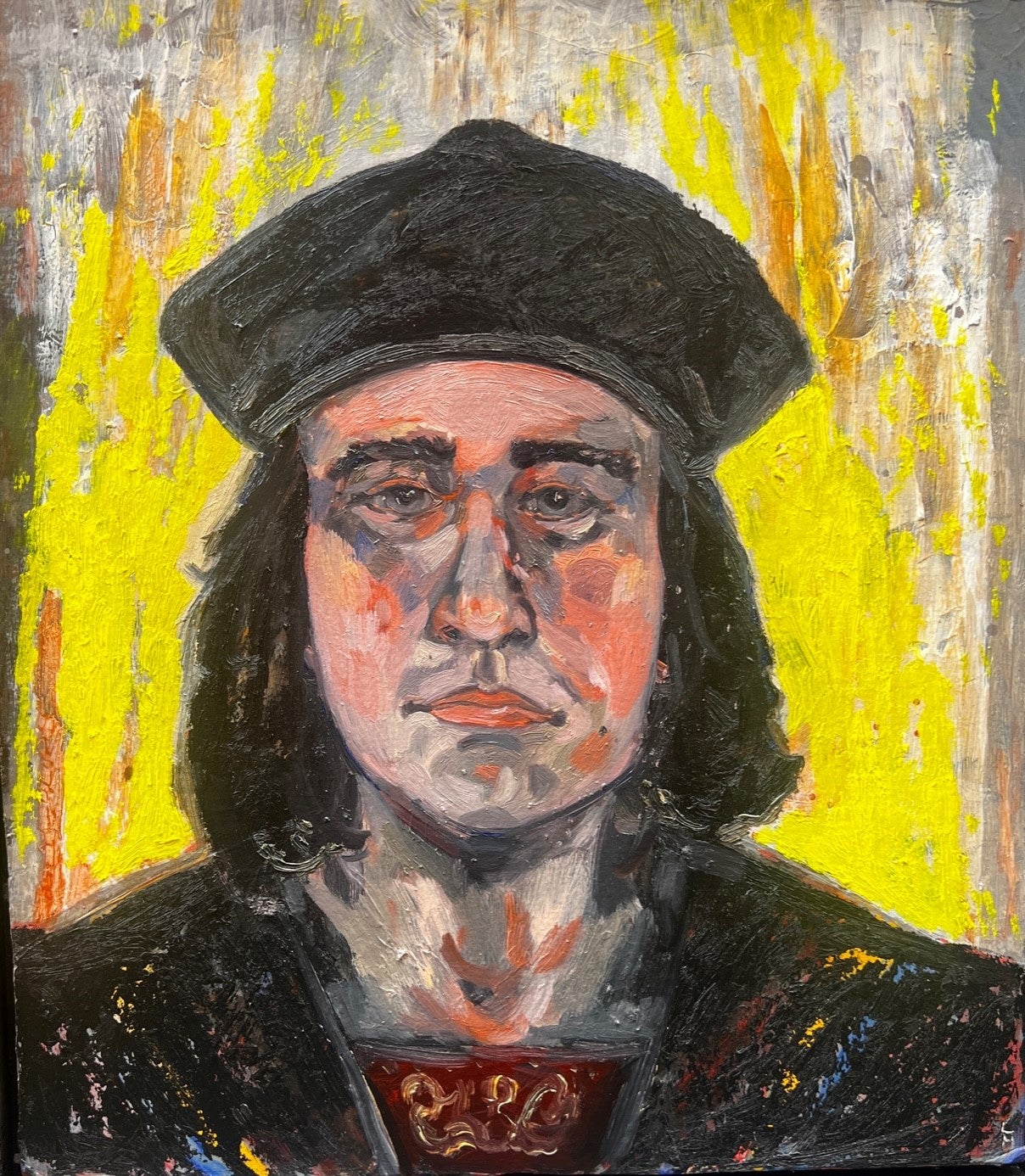 . The painting is of Richard III, depicting his reflection on the eve of the Battle of Bosworth, entitled Richard III on the Eve of Bosworth