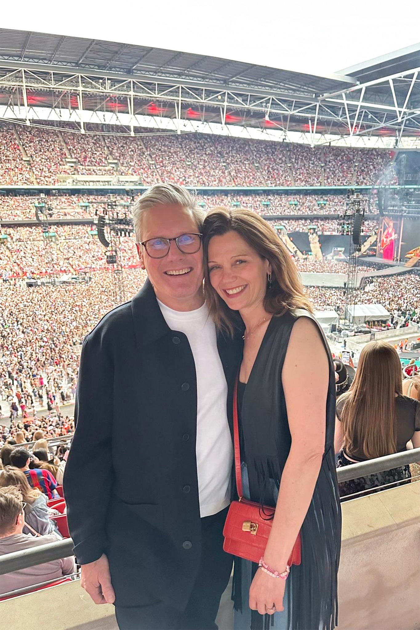 At the time, Sir Keir shared a sweet picture of himself and his wife Victoria in front of the 90,000 strong crowd as they looked on from a hospitality booth.