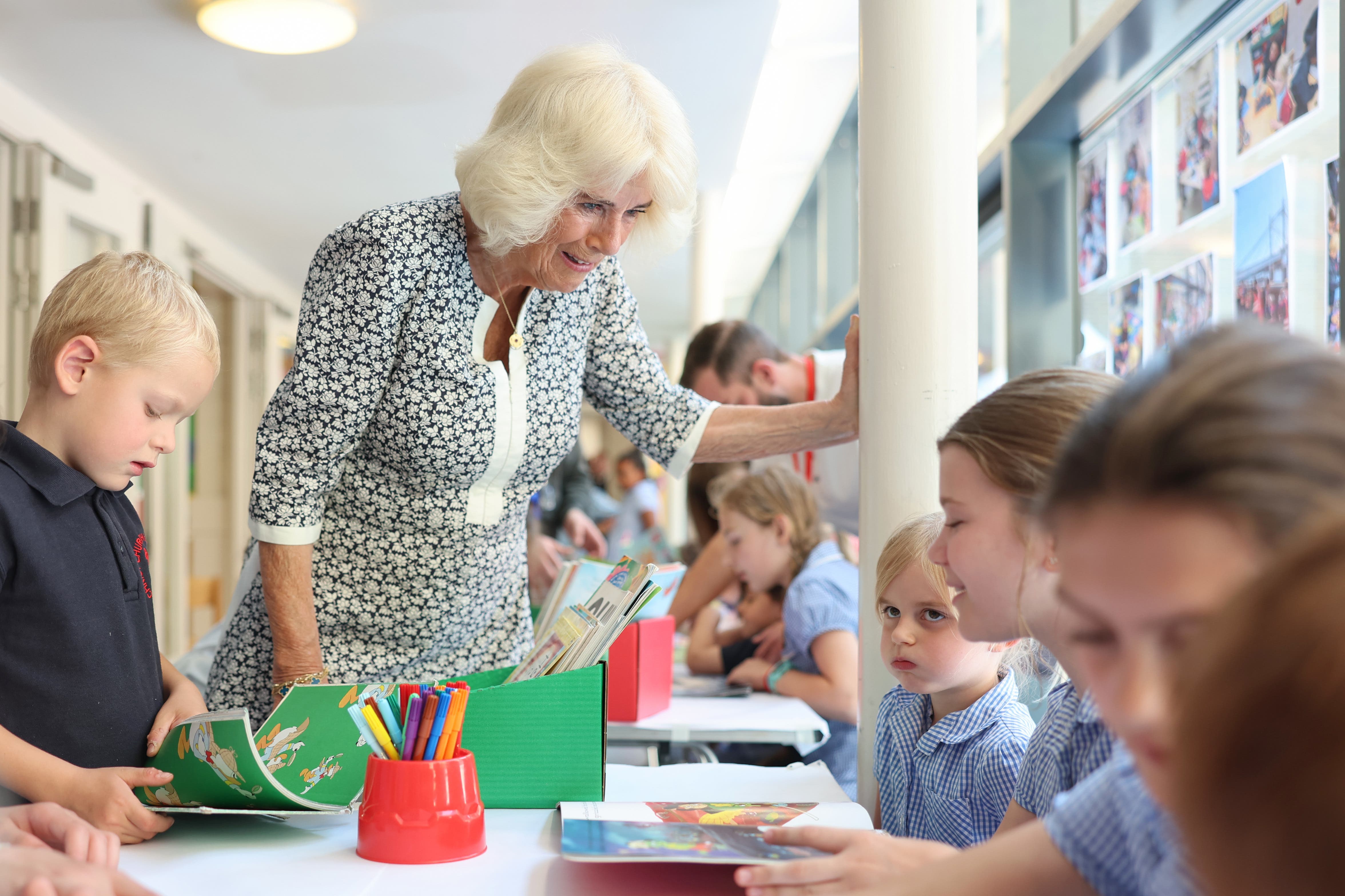 Queen Camilla visits a reception class (Chris Jackson/PA)