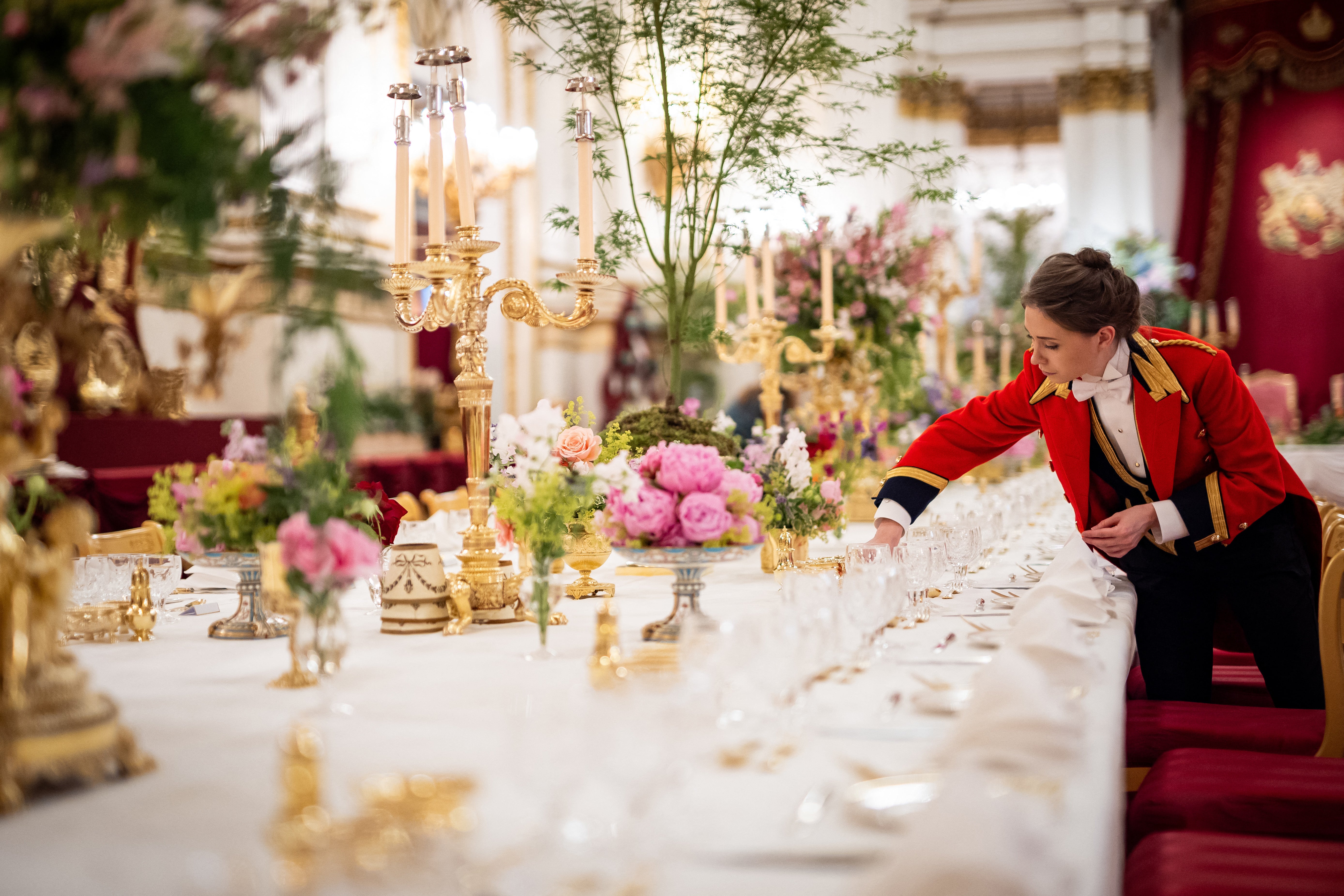 The banquet was held in Buckingham Palace’s ballroom.