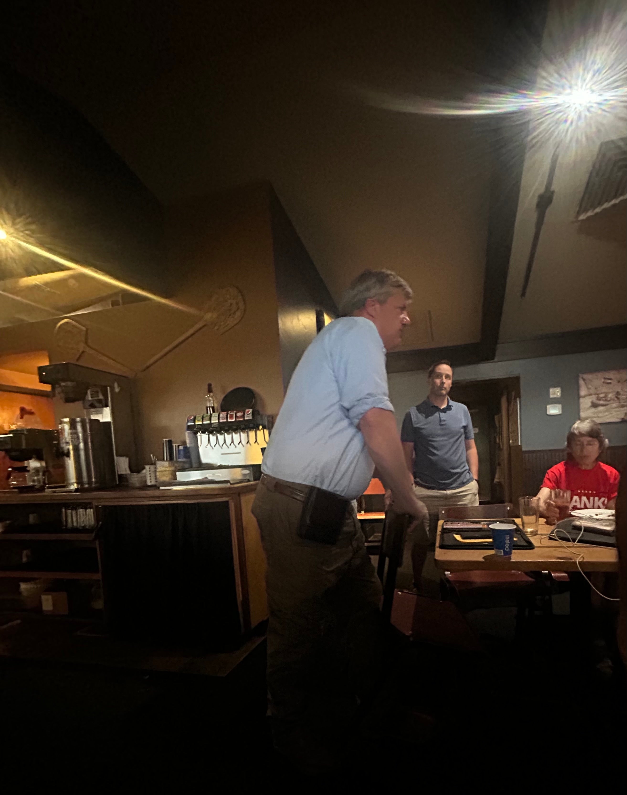 Ron Hanks addresses supporters at a Grand Junction brewery at the end of his watch party as opponent Jeff Hurd emerged victorious in the CD3 Republican primary