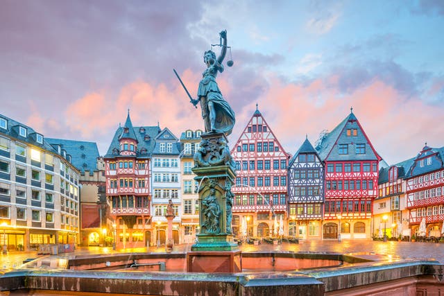 <p>The old town square Römerberg is the heart of the AltStadt medieval quarter </p>