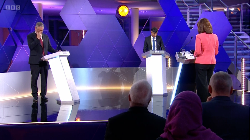 Both Sunak and Starmer looked sheepish as the audience applauded the question