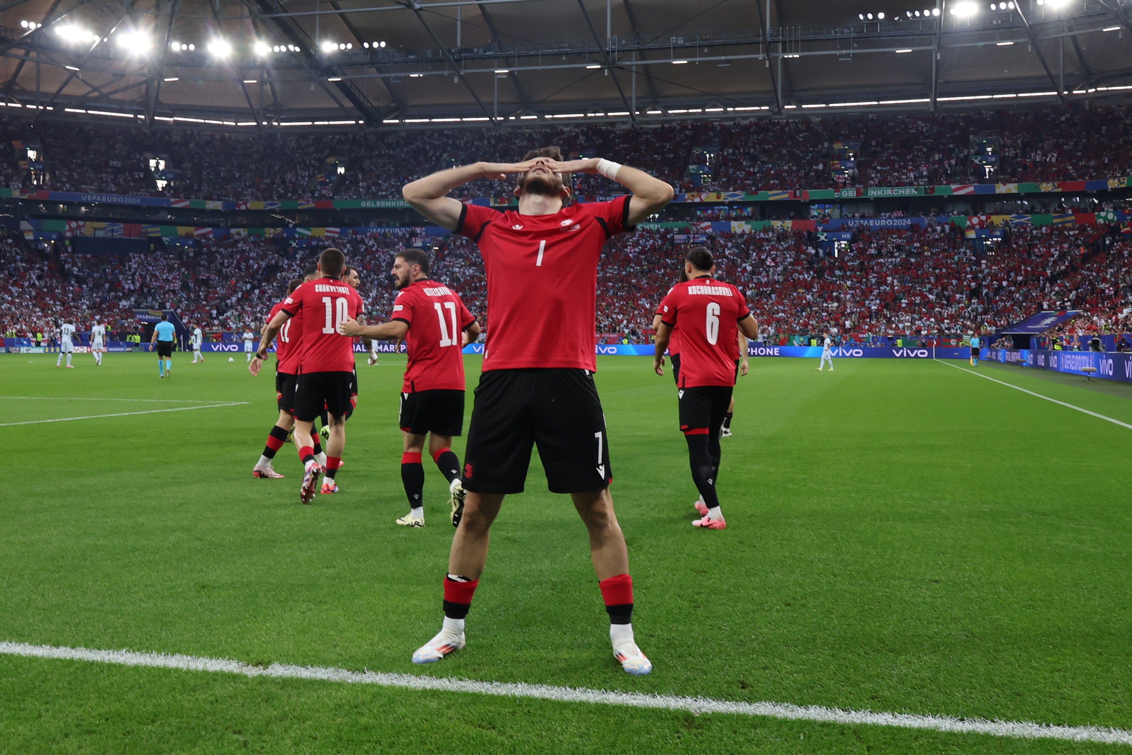 Khvicha Kvaratskhelia of Georgia celebrates