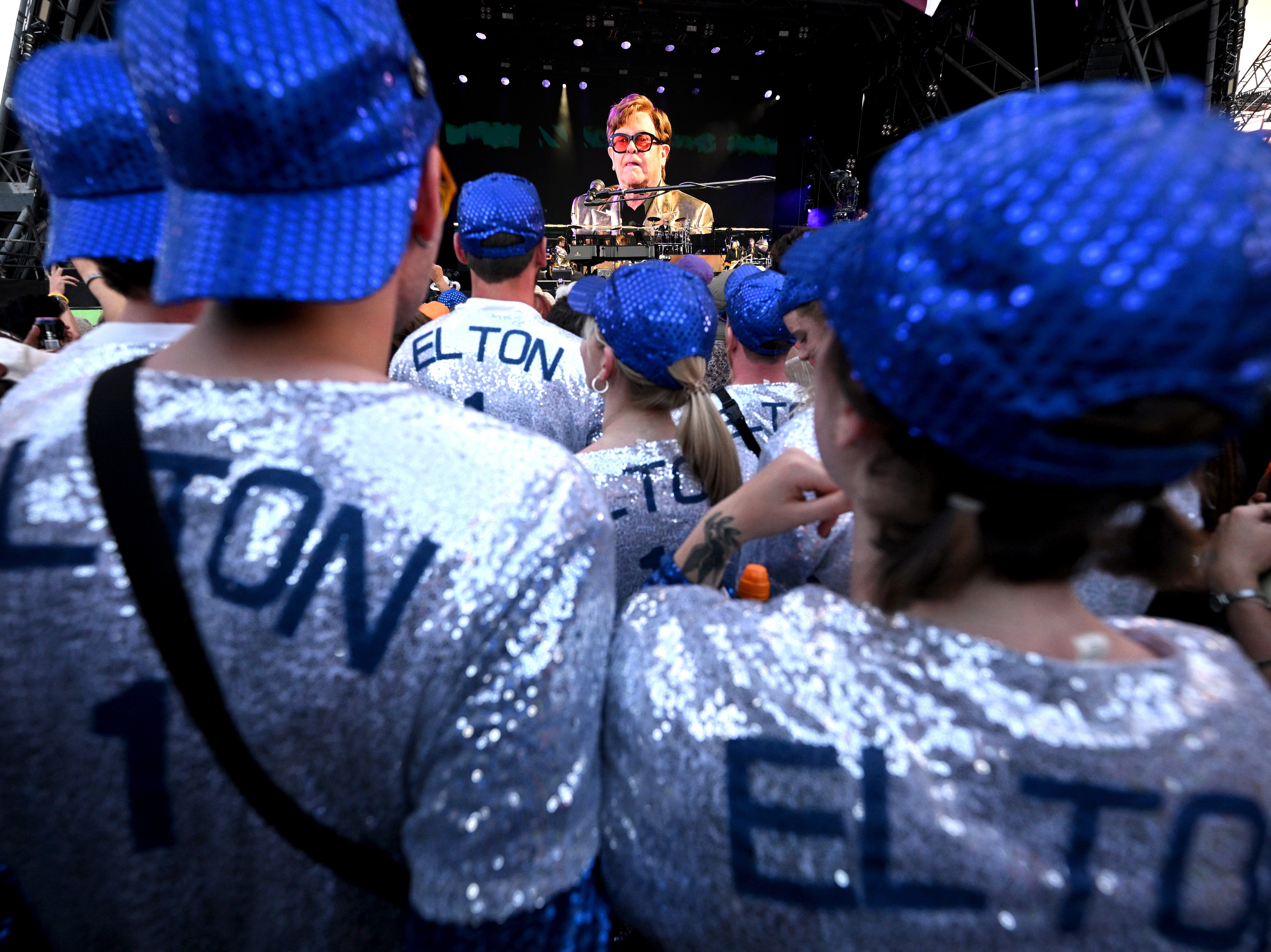 Fans crammed into the Pyramid Stage to watch Elton John perform