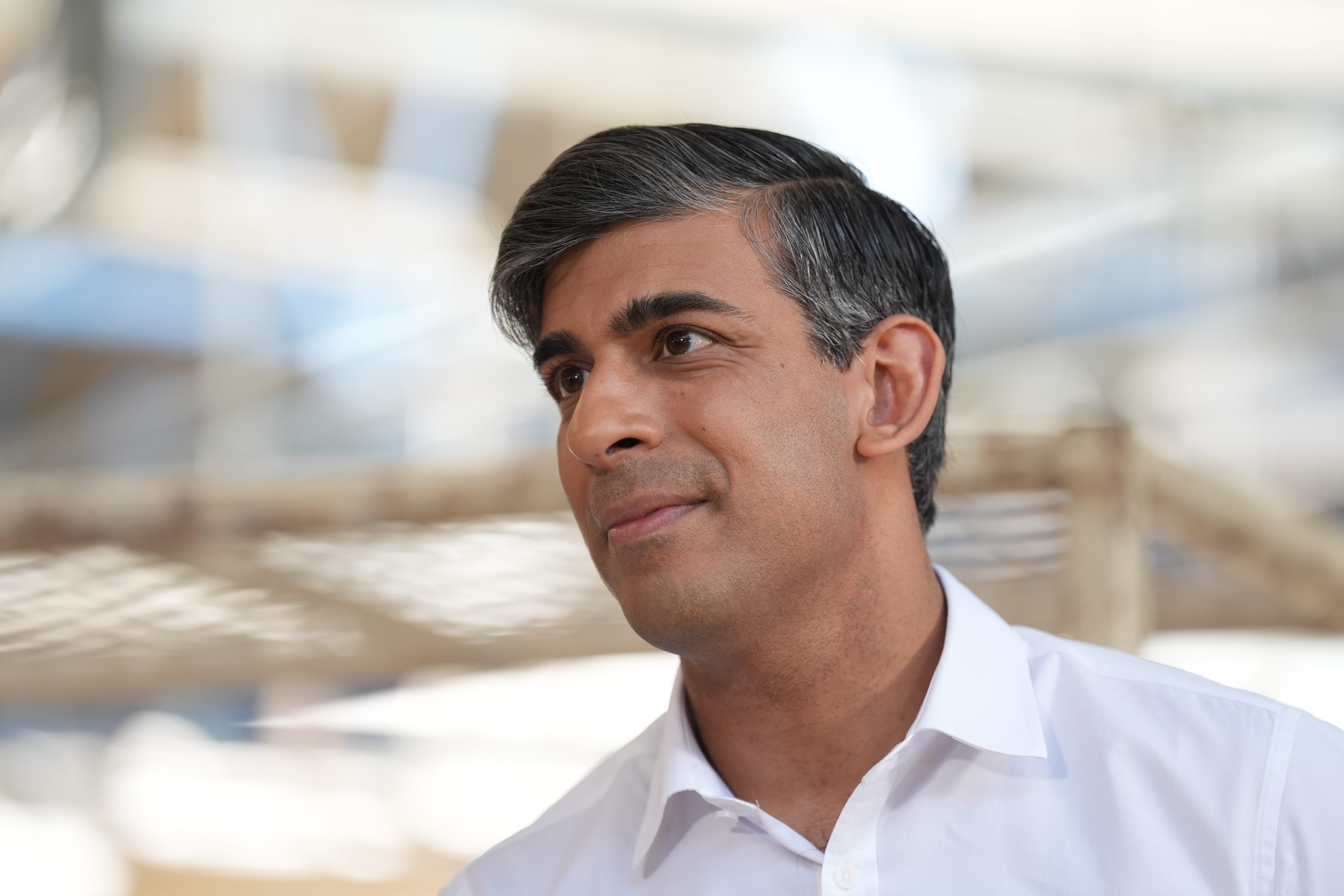 Prime Minister Rishi Sunak during his visit to Denby Pottery Factory, Ripley, on Thursday (Joe Giddens/PA)