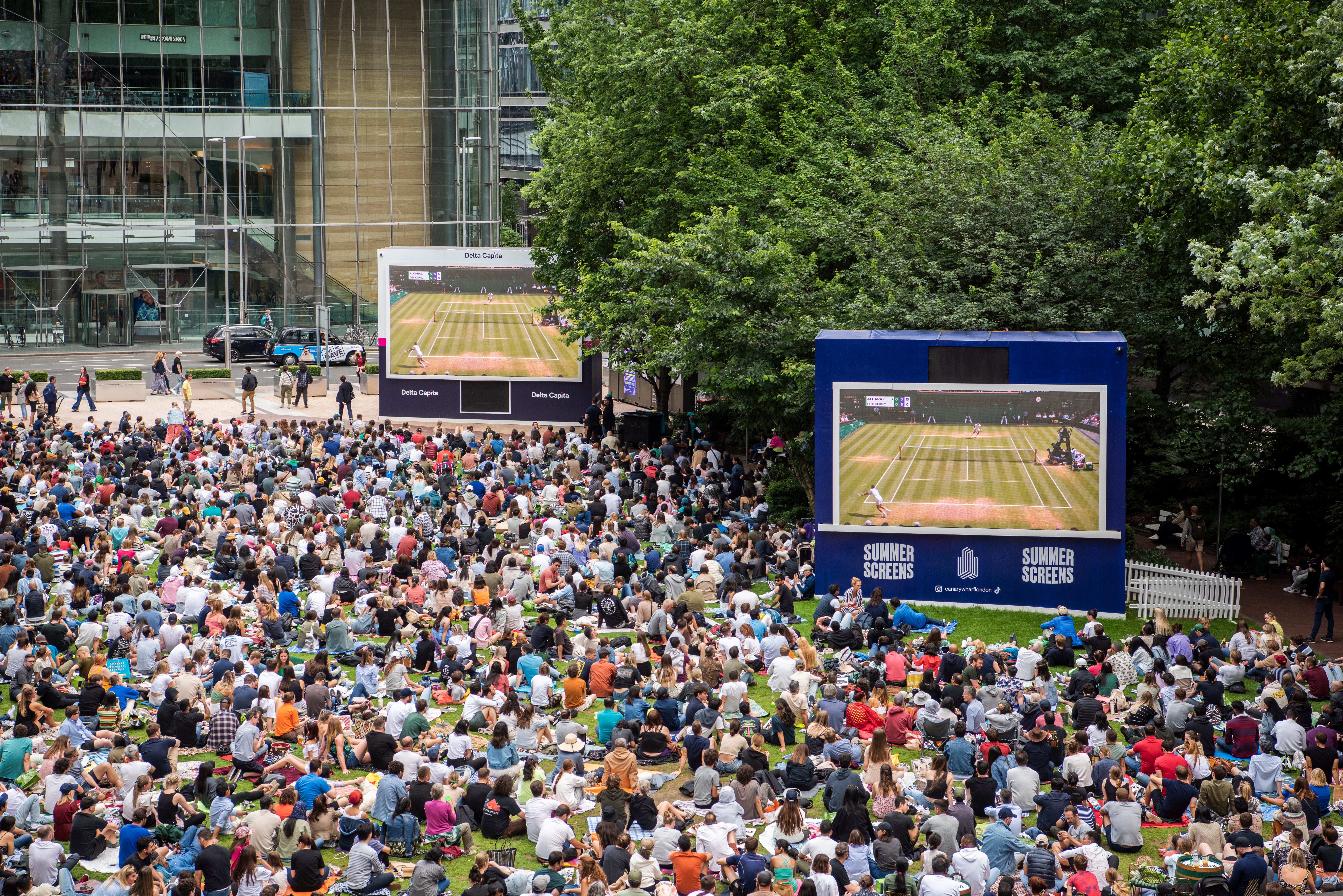 Canada Square Park has set up its summer screens