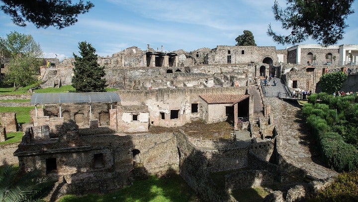 General view of the archaeological site in Pompei, Italy