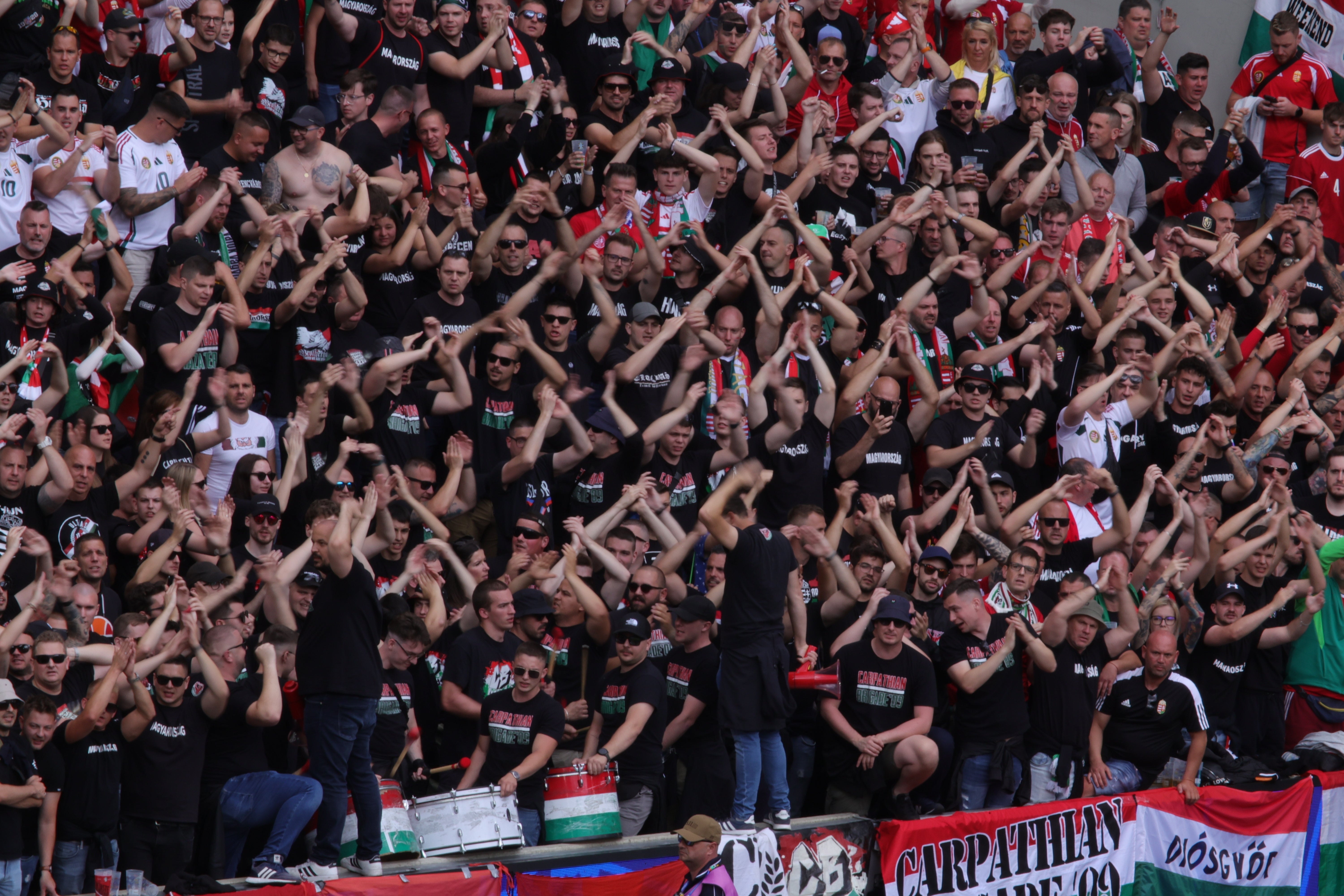 The Carpathian Brigade at the country’s Euros match against Switzerland