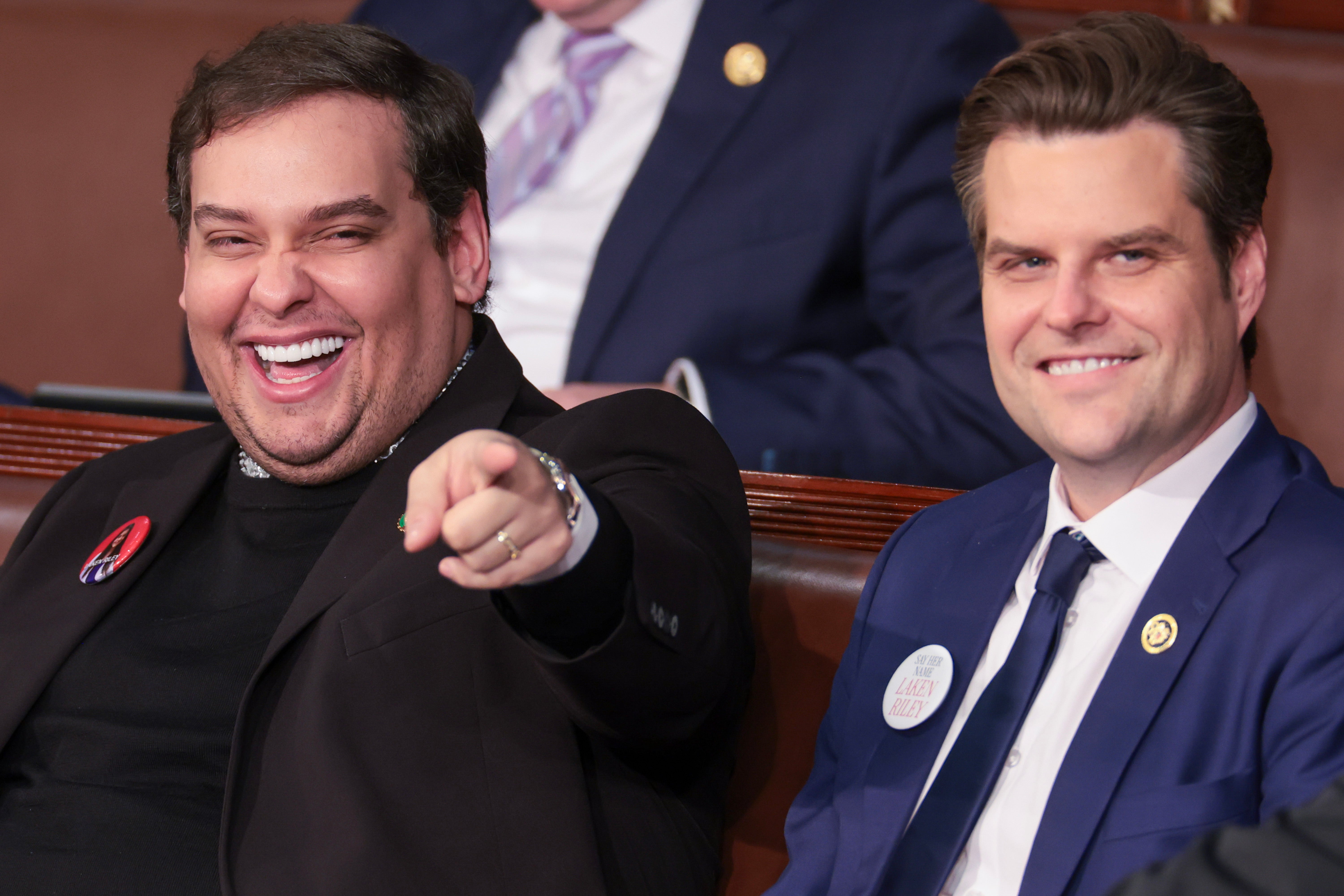 Rep. Matt Gaetz (right) with fallen GOP Rep. George Santos