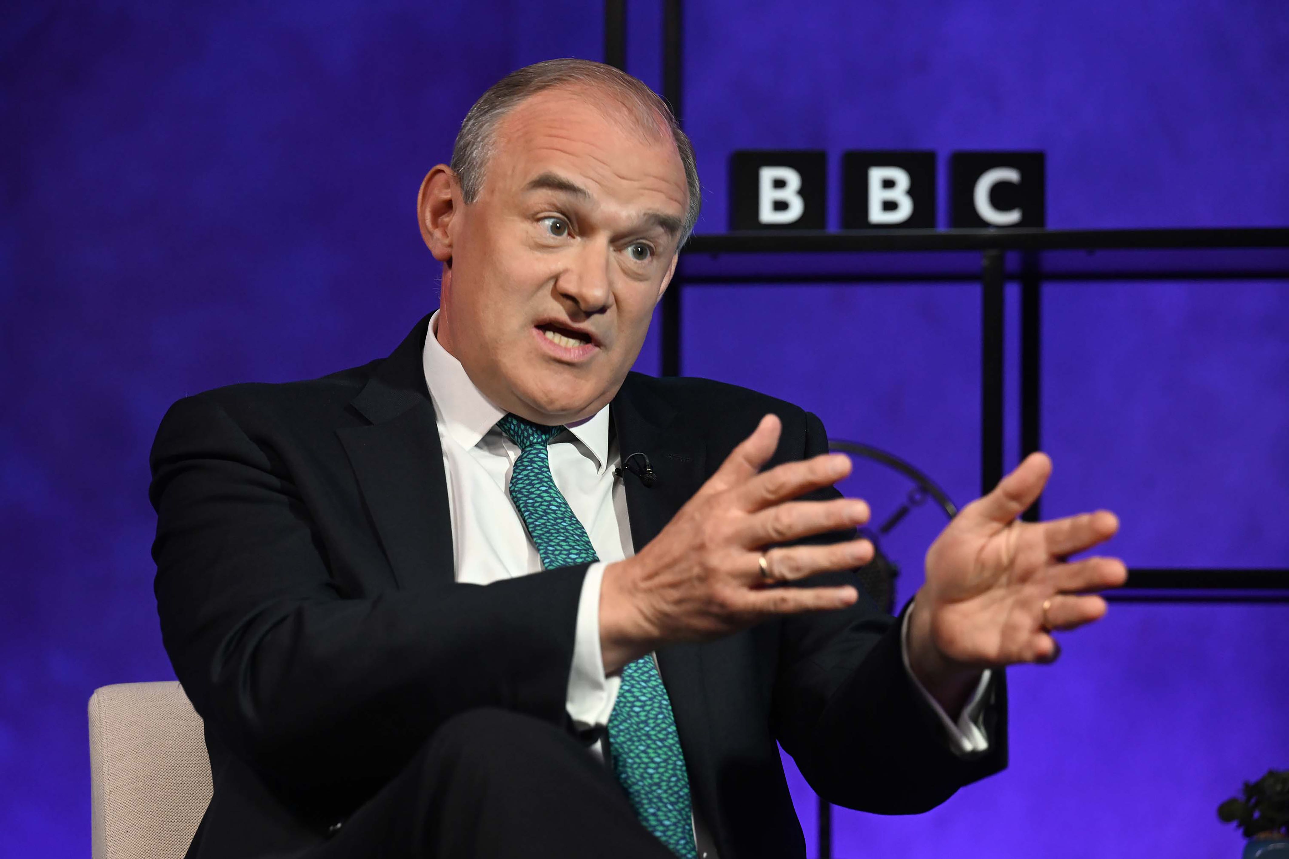 Sir Ed Davey previously said he does not ‘share any values’ with Nigel Farage (BBC/PA)