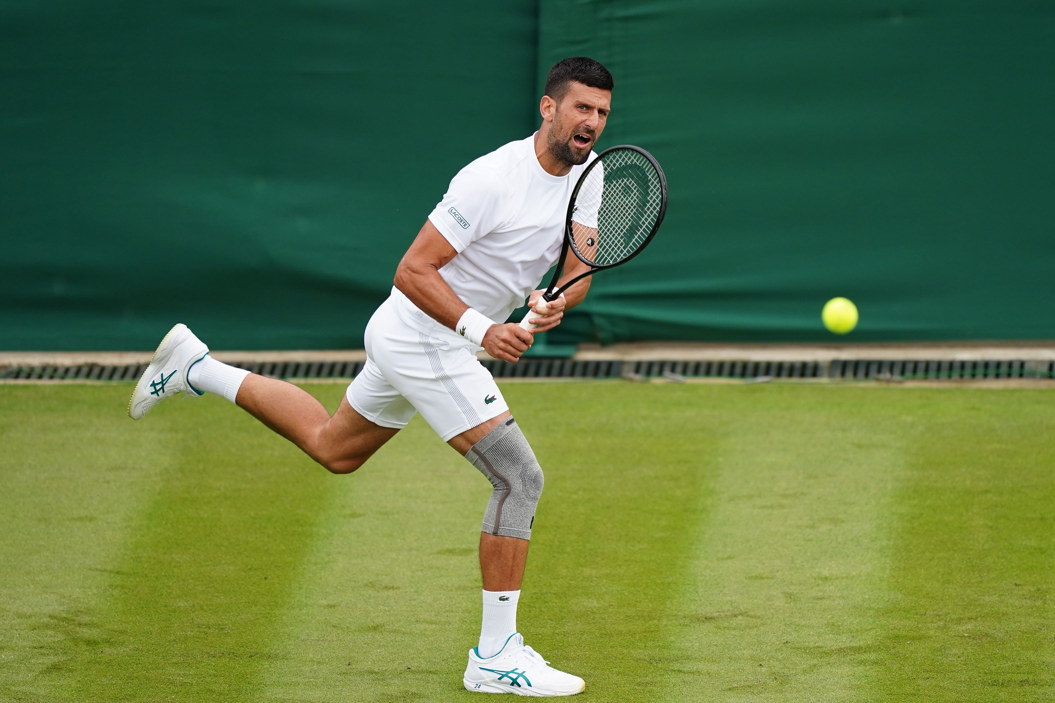 Novak Djokovic during a practice session at Wimbledon (Zac Goodwin/PA)