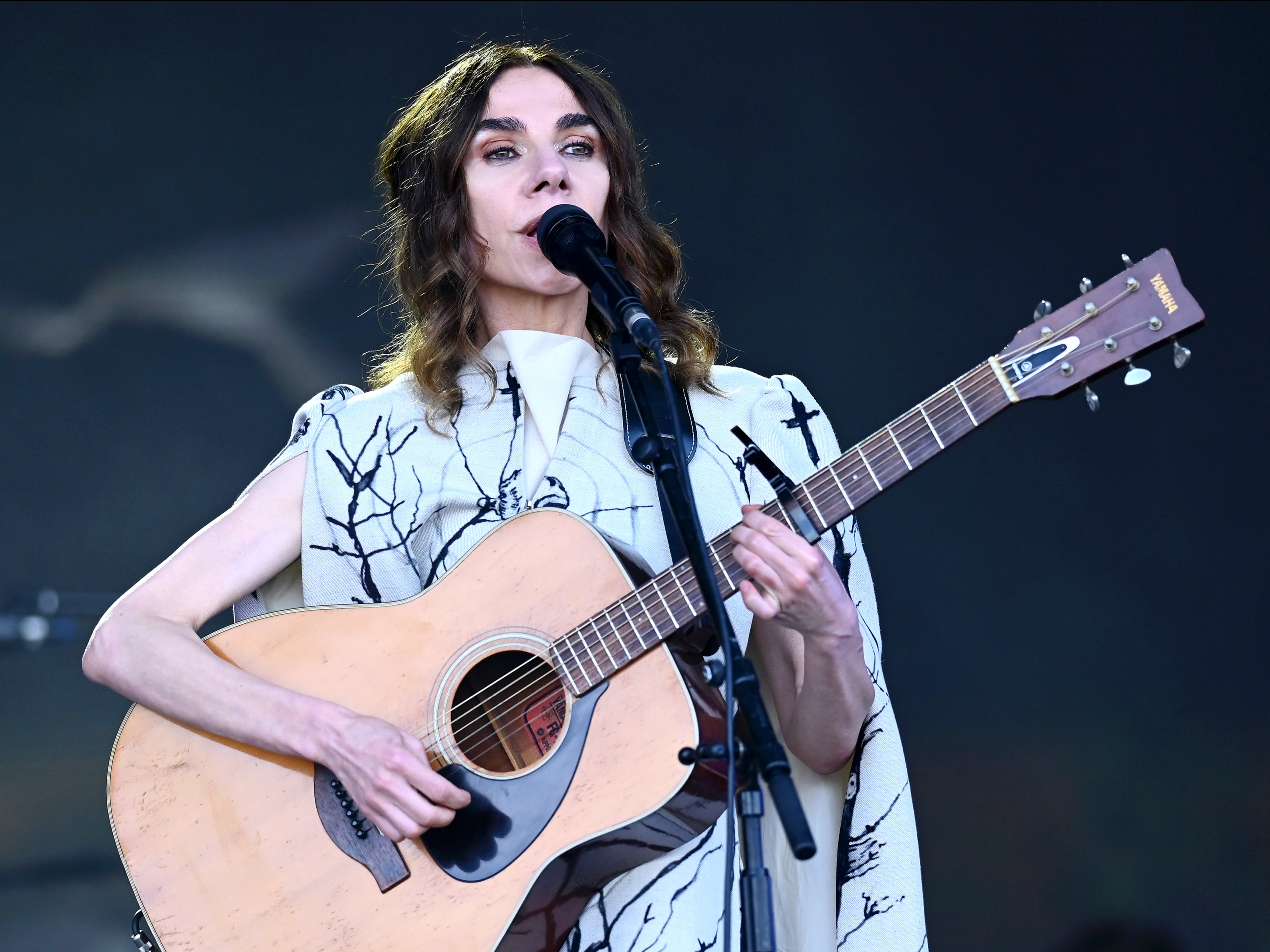 PJ Harvey performs on the Pyramid Stage at Glastonbury Festival 2024, Friday 28 June