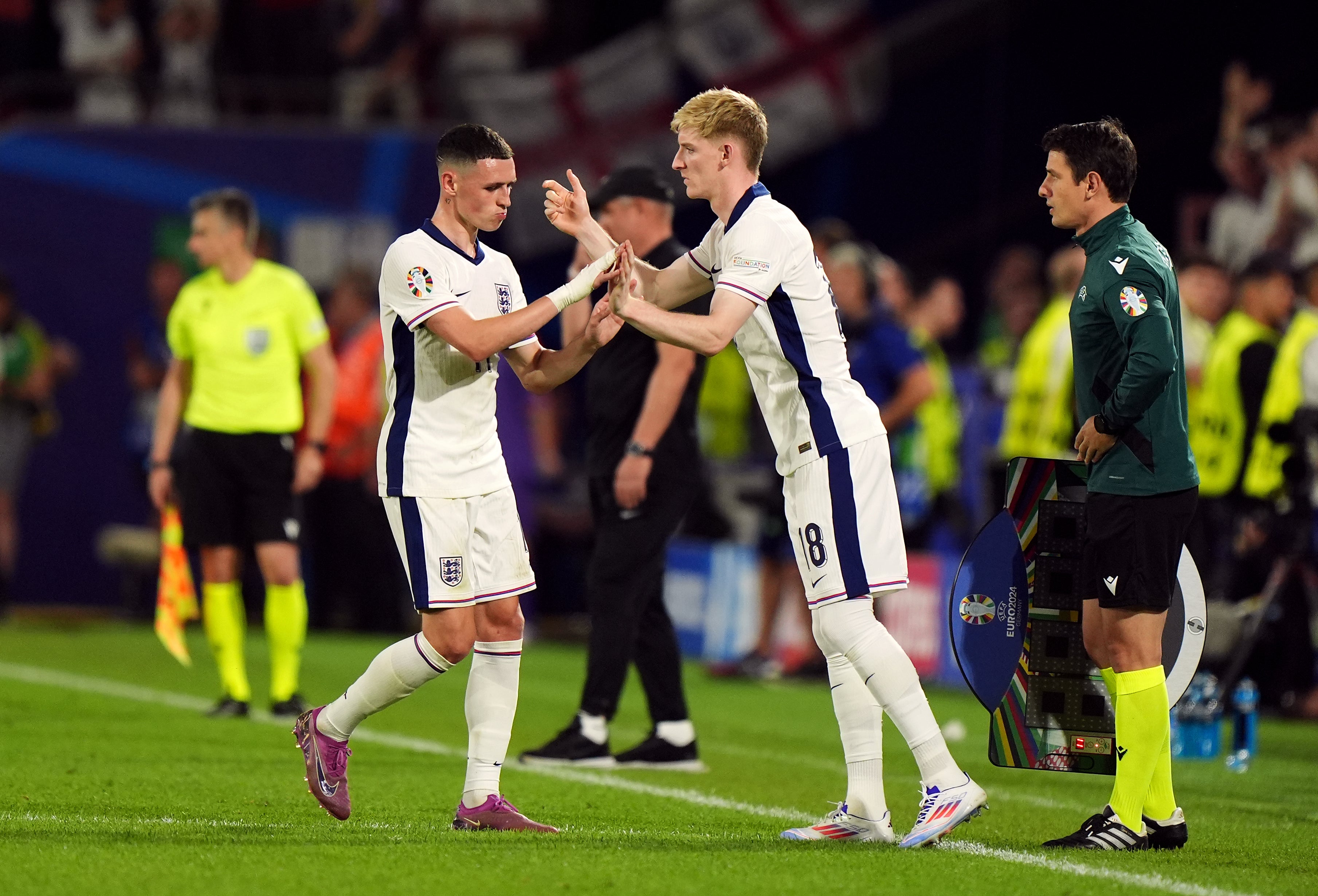 Anthony Gordon (right) has been mooted as a potential player who could start ahead of Foden