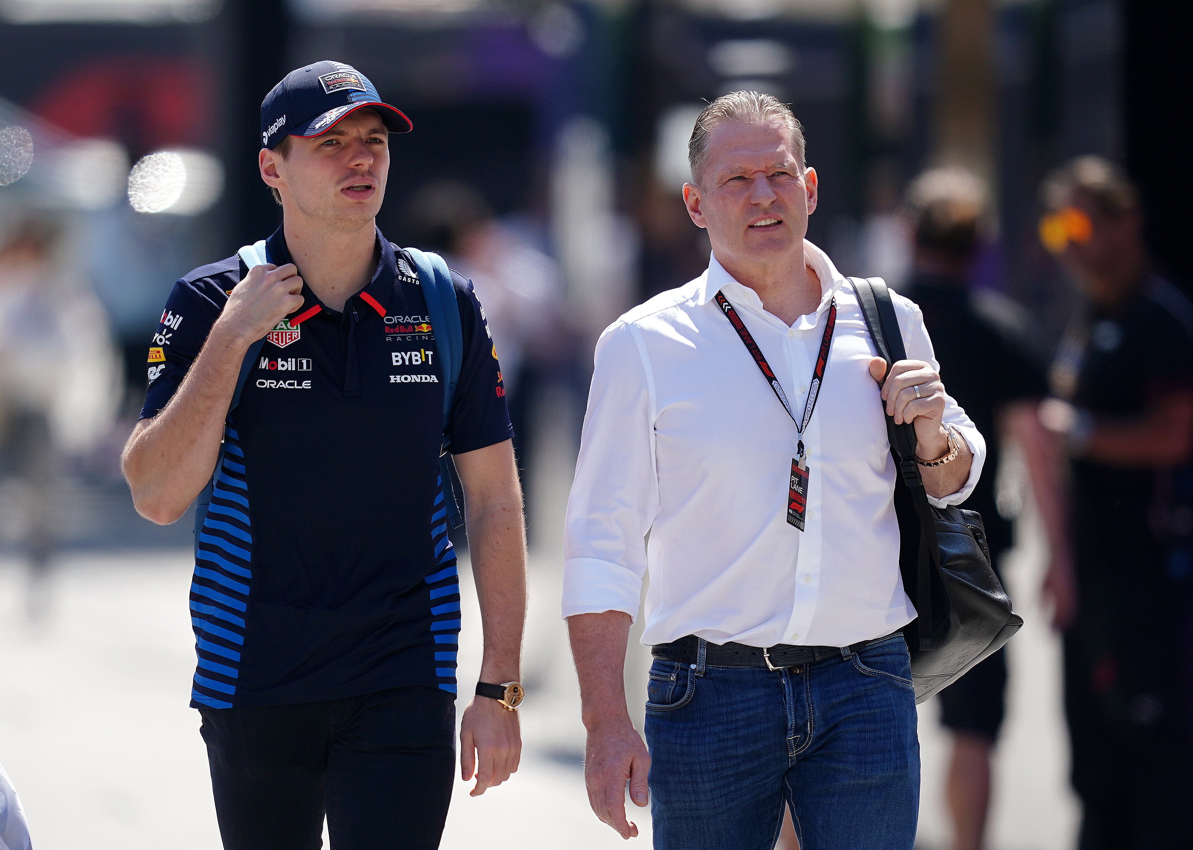Max Verstappen, left, with his father Jos Verstappen (David Davies/PA)