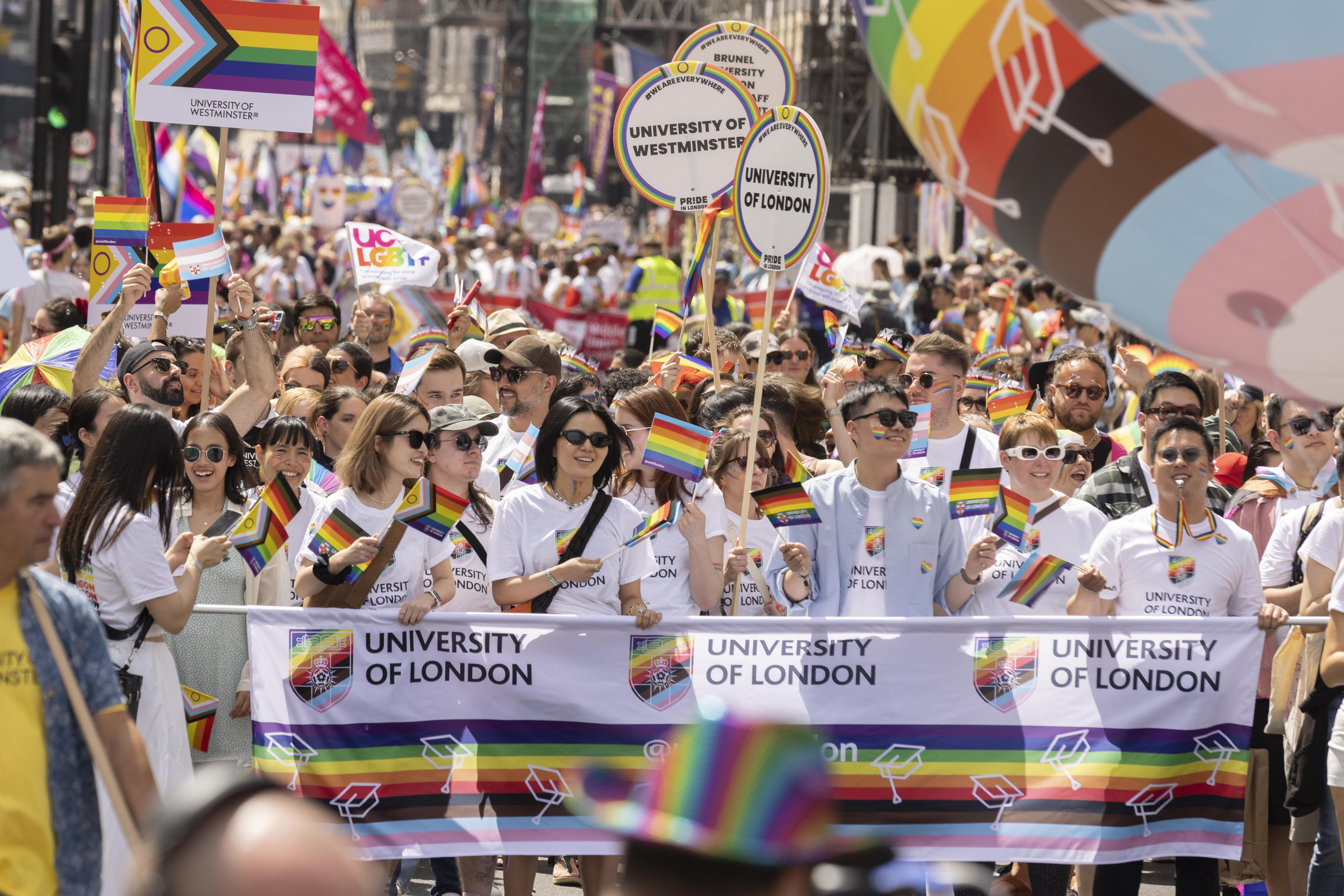 People take part in the Pride in London parade (Tim Anderson/PA)